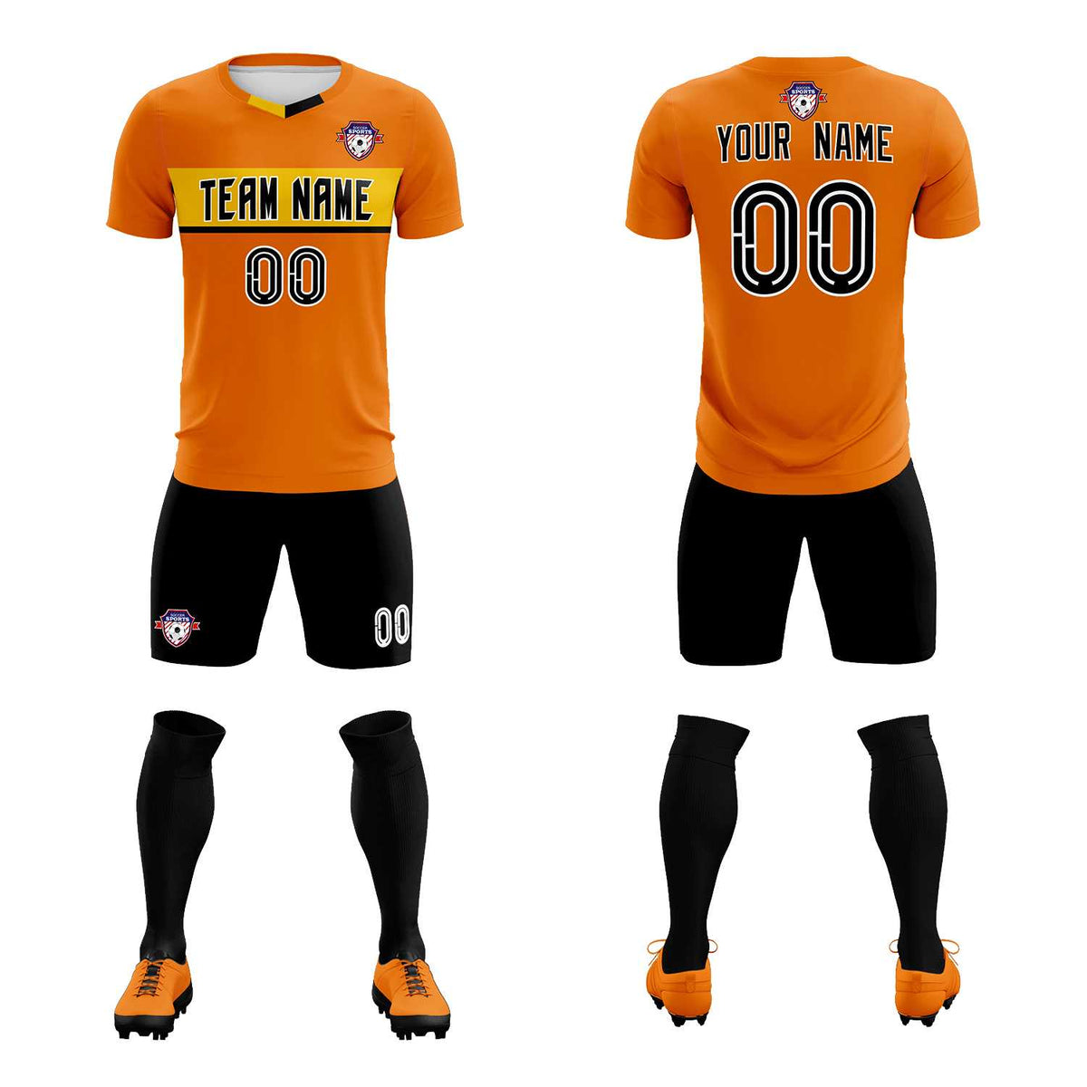 Custom Orange Classic Sports kit Football Shirt Jersey