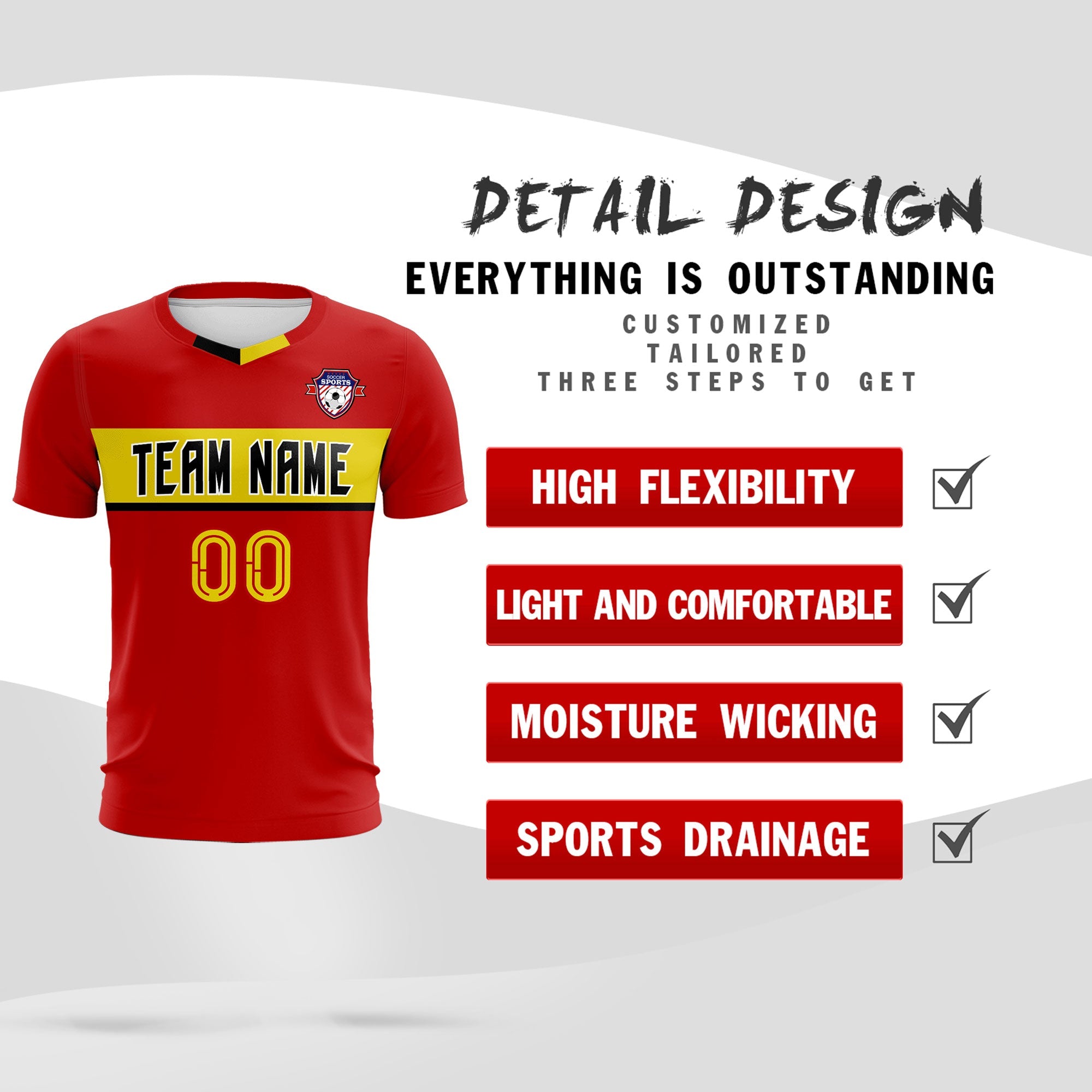 Custom Red Classic Sports Sets Soccer Shirt Jersey