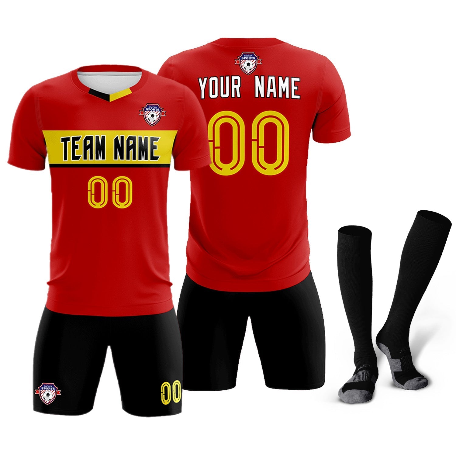 Custom Red Classic Sports Sets Soccer Shirt Jersey