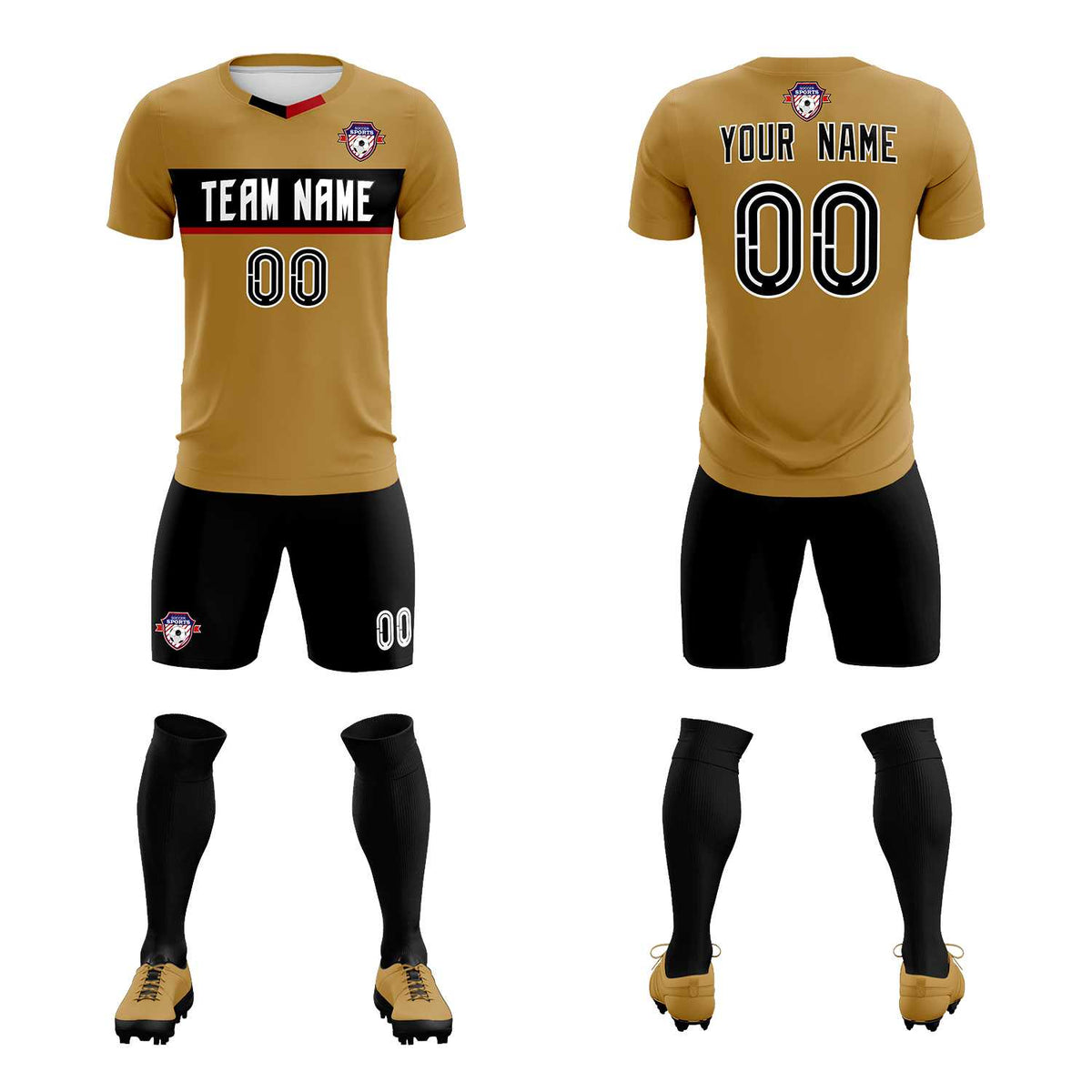 Custom Old Gold Classic Sports kit Football Shirt Jersey