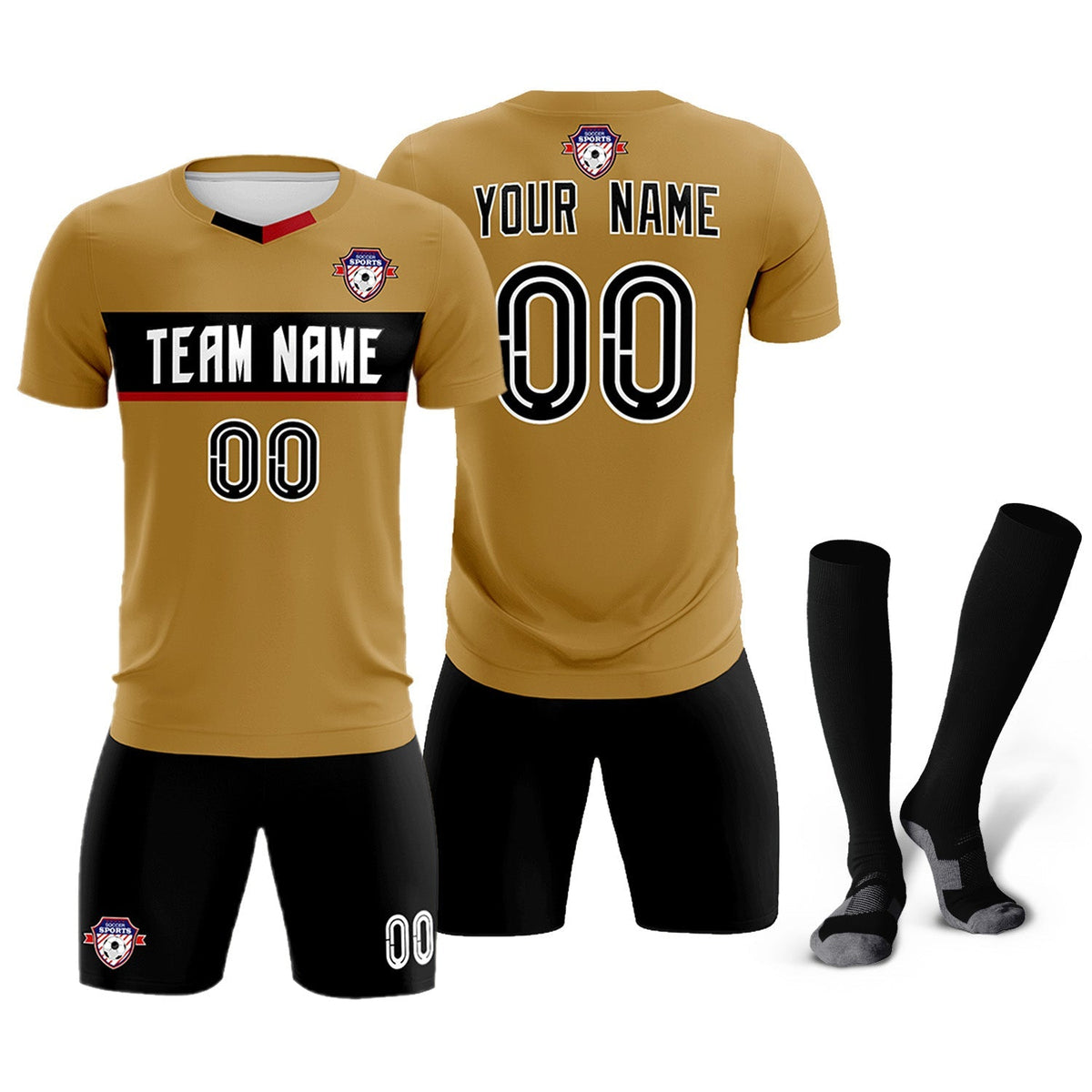 Custom Old Gold Classic Sports Sets Soccer Shirt Jersey