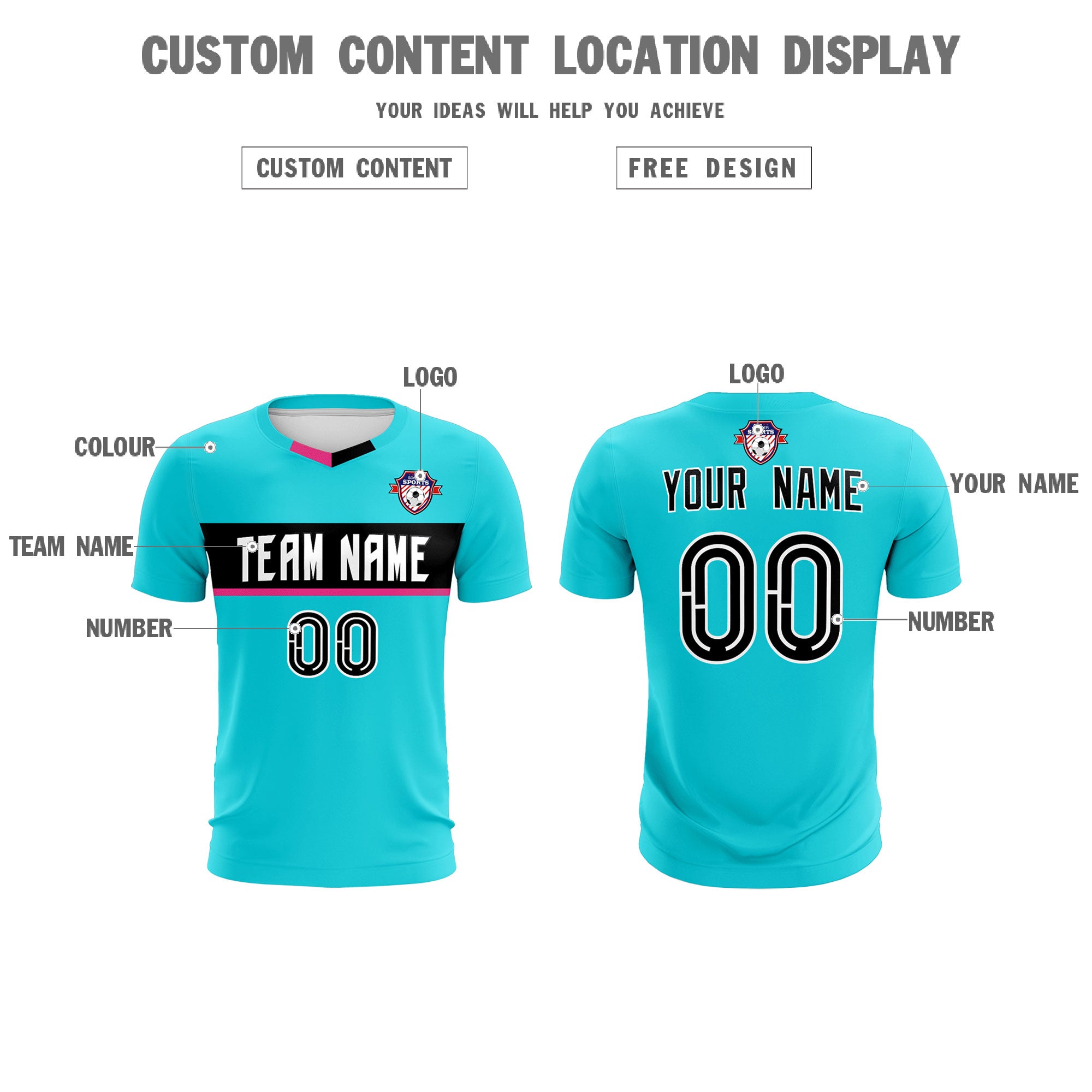 Custom Sky Blue Classic Sports kit Football Shirt Jersey