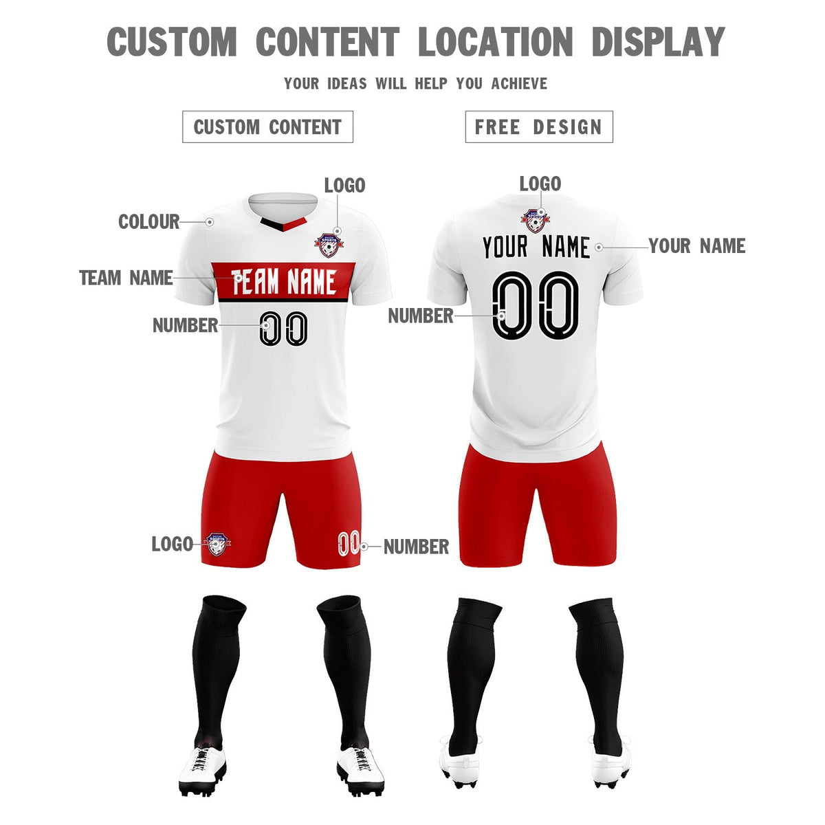 Custom White Classic Sports kit Football Shirt Jersey