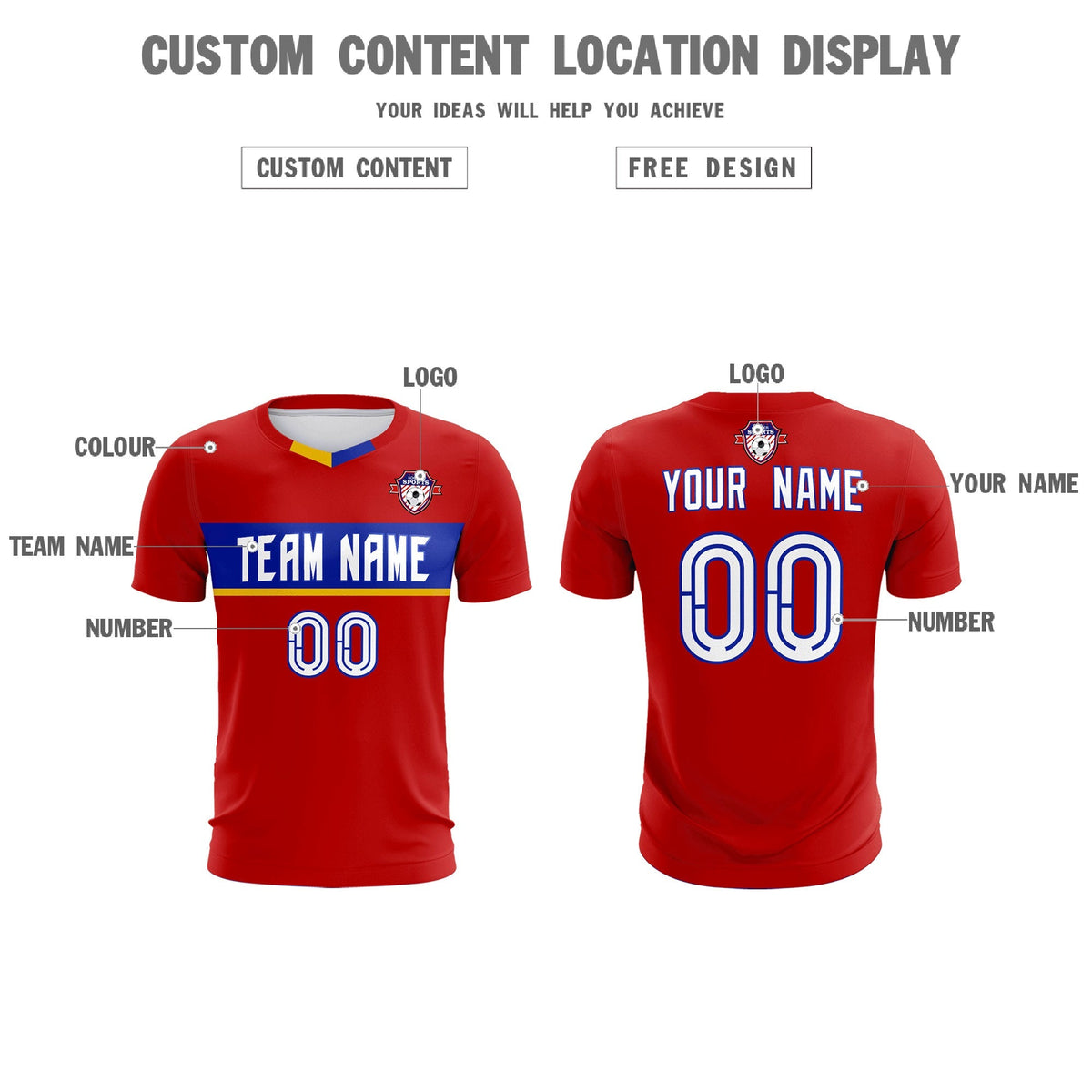 Custom Red Classic Sports Sets Soccer Shirt Jersey