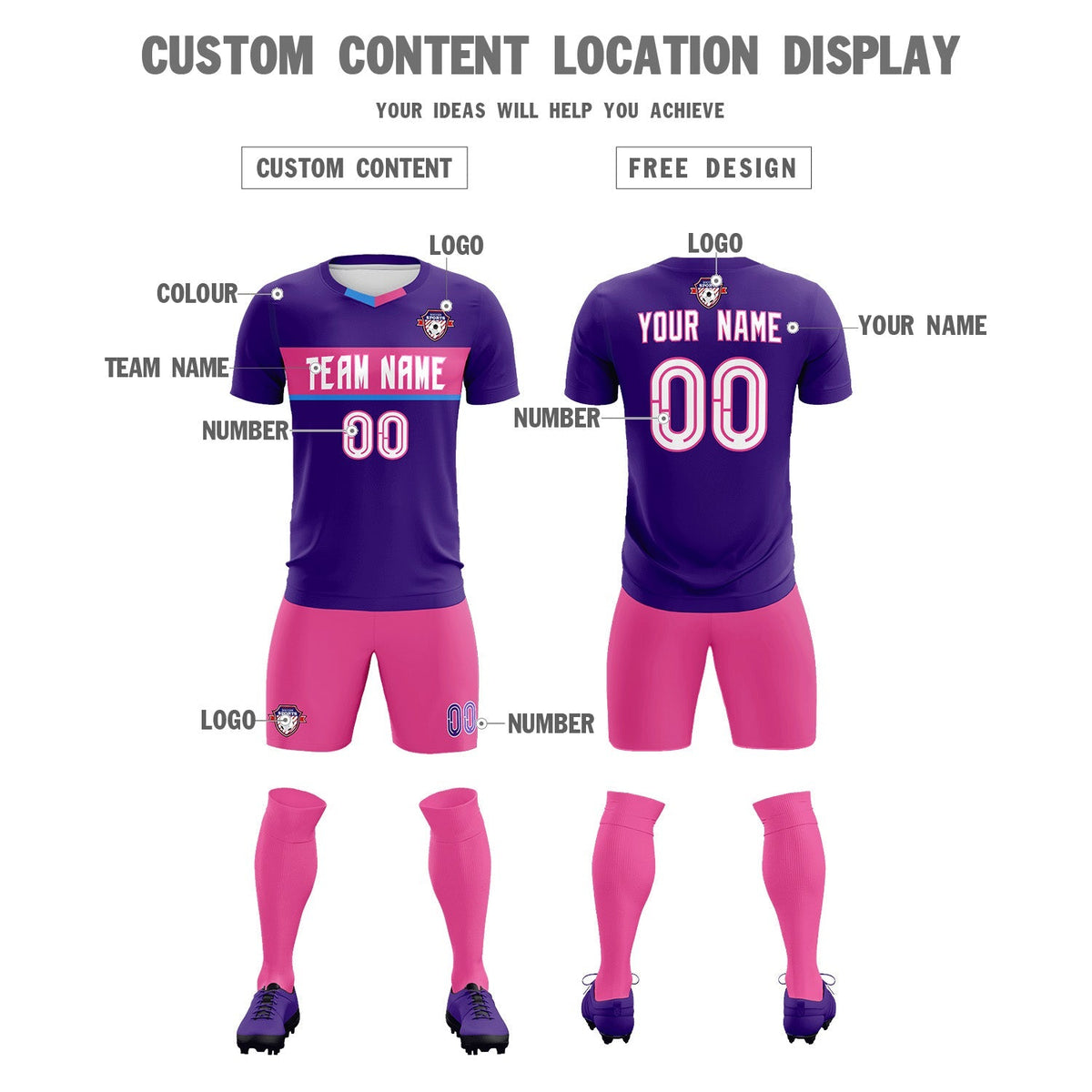 Custom Purple Classic Sports Sets Soccer Shirt Jersey