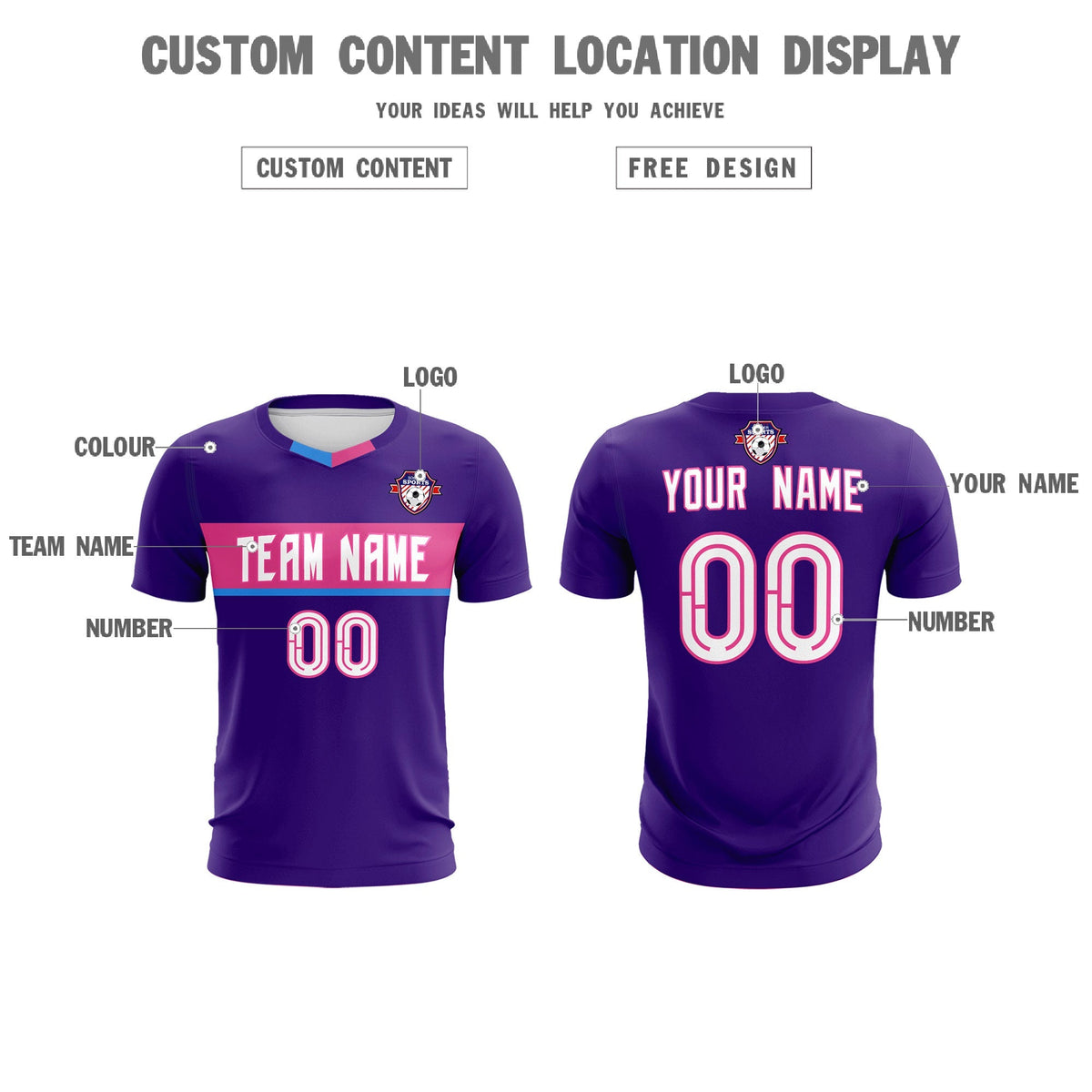 Custom Purple Classic Sports kit Football Shirt Jersey