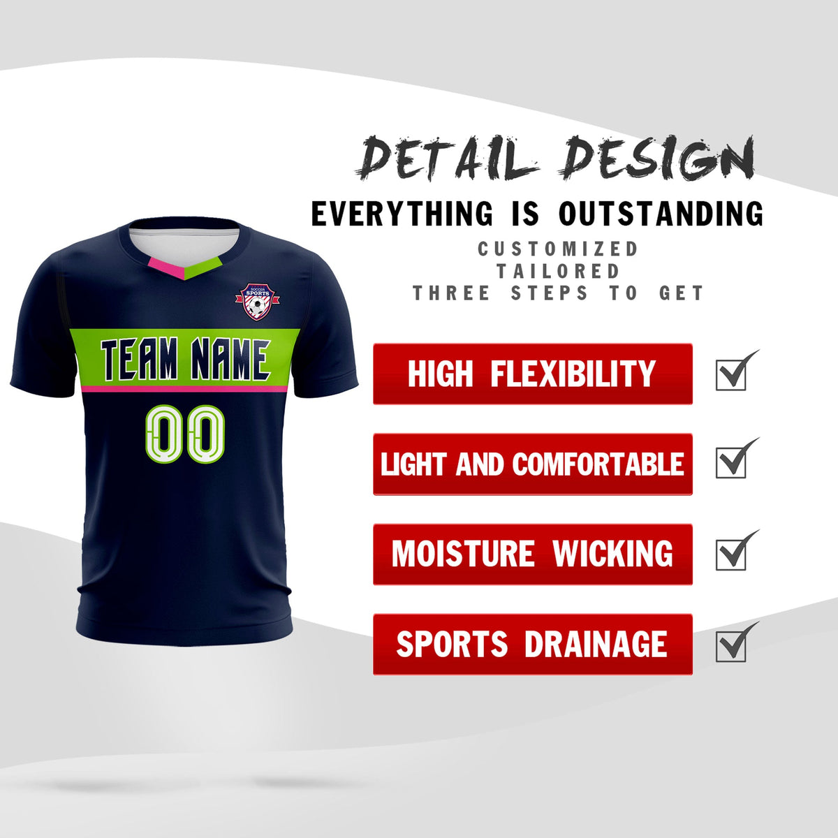 Custom Navy Classic Sports kit Football Shirt Jersey