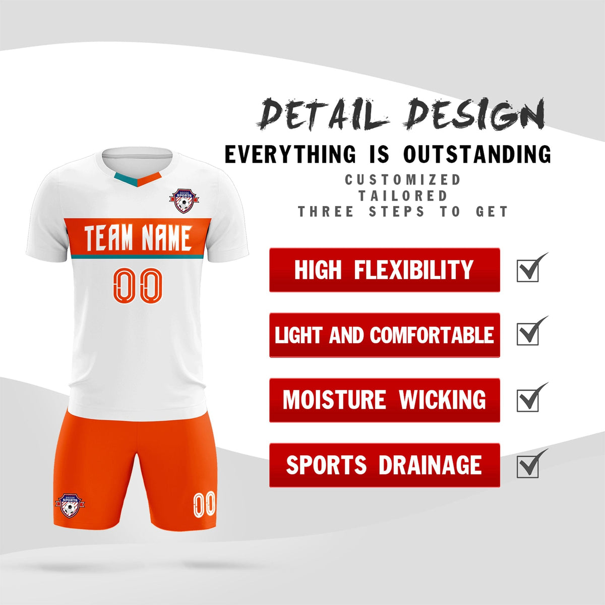 Custom White Classic Sports Sets Soccer Shirt Jersey