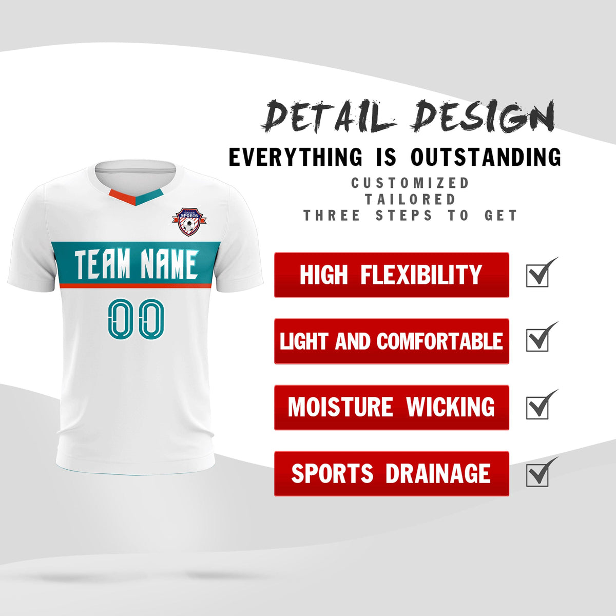 Custom White Classic Sports Sets Soccer Shirt Jersey