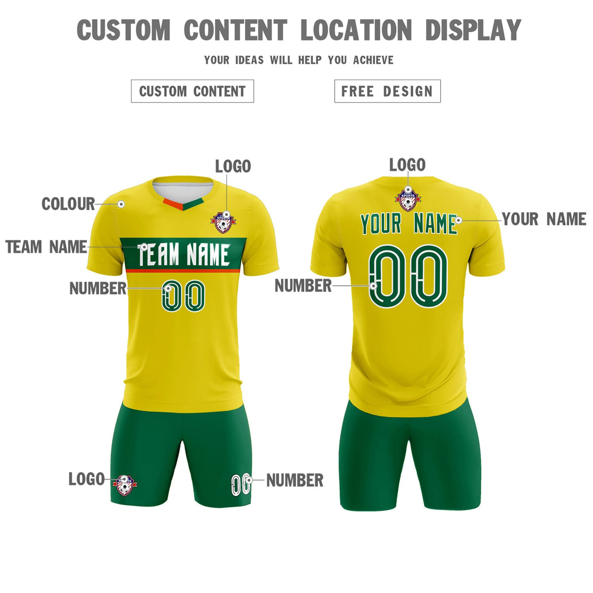 Custom Gold Classic Sports kit Football Shirt Jersey