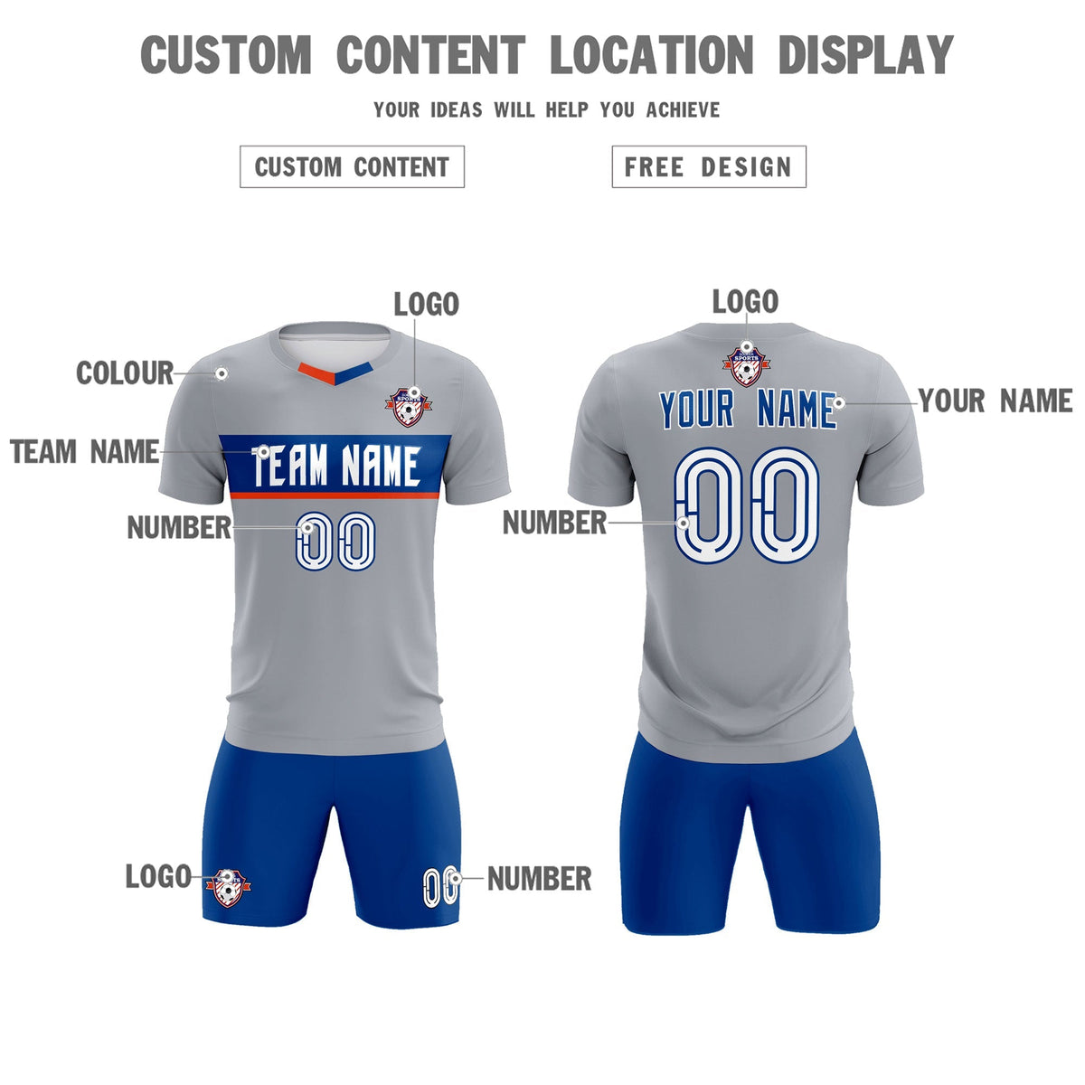 Custom Gray Classic Sports kit Football Shirt Jersey