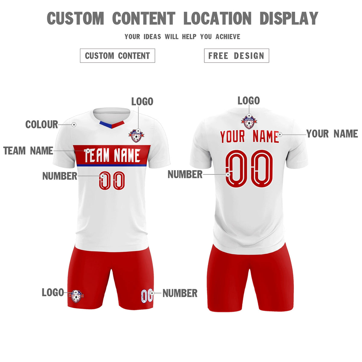 Custom White Classic Sports Sets Soccer Shirt Jersey