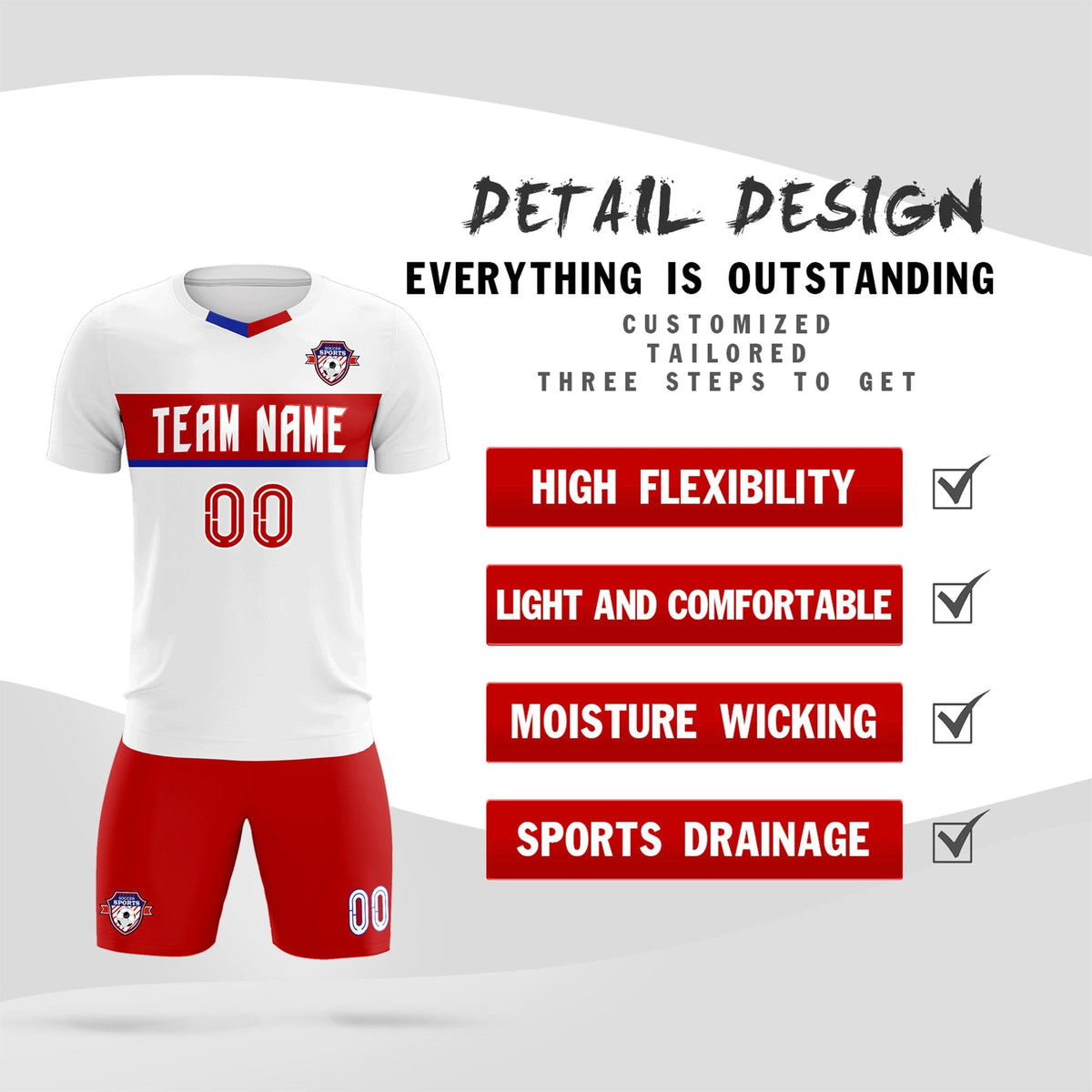 Custom White Classic Sports kit Football Shirt Jersey