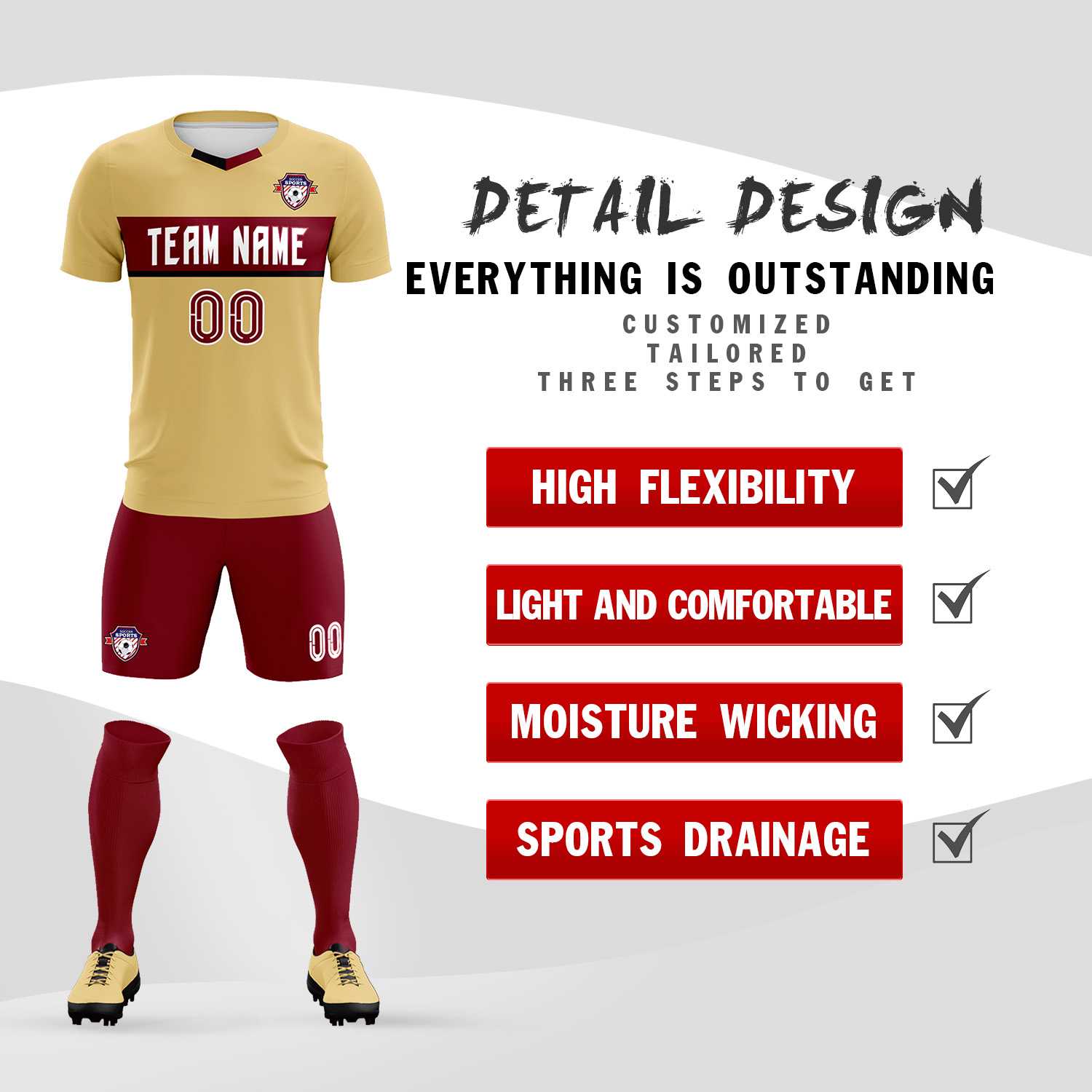 Custom Khaki Classic Sports kit Football Shirt Jersey
