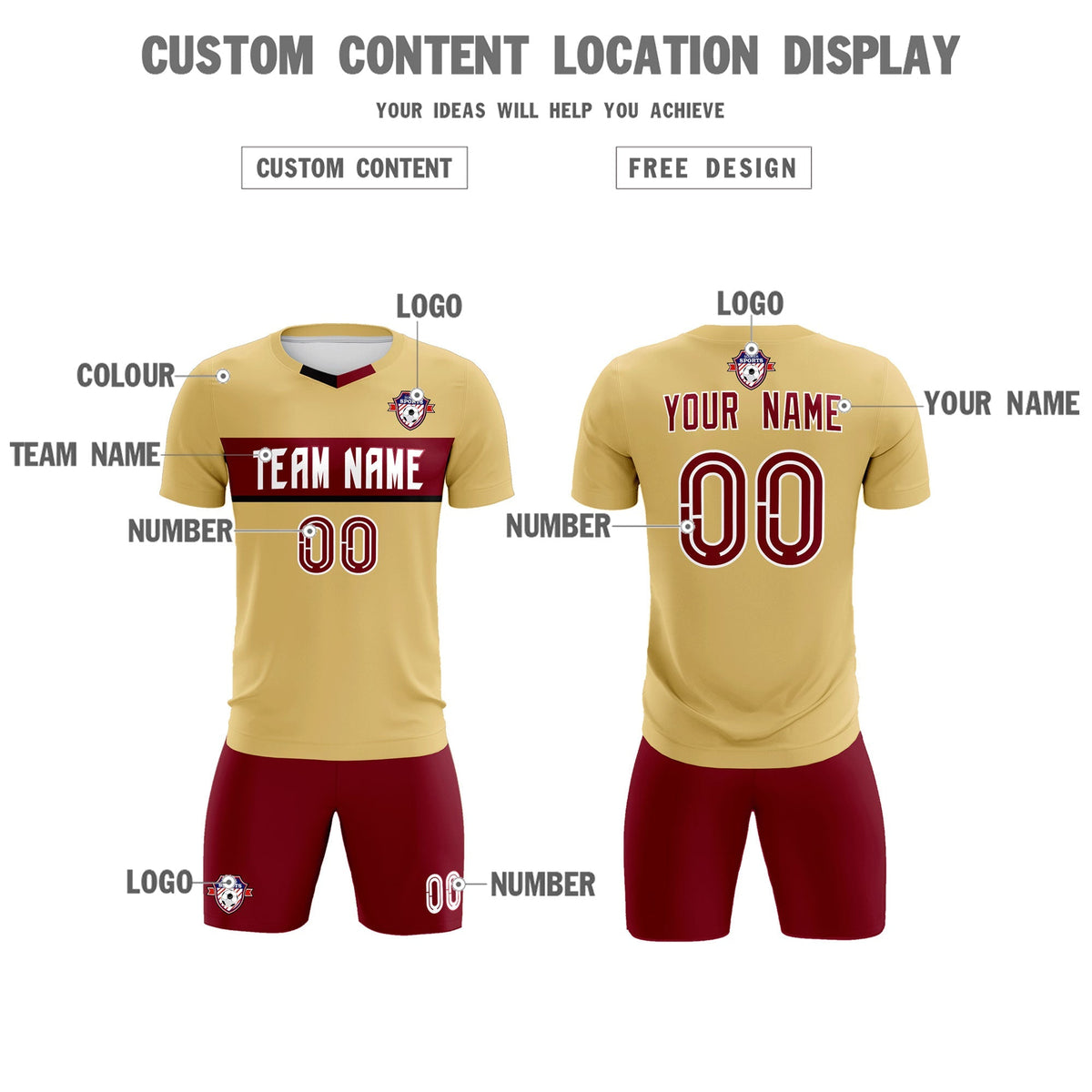 Custom Khaki Classic Sports kit Football Shirt Jersey