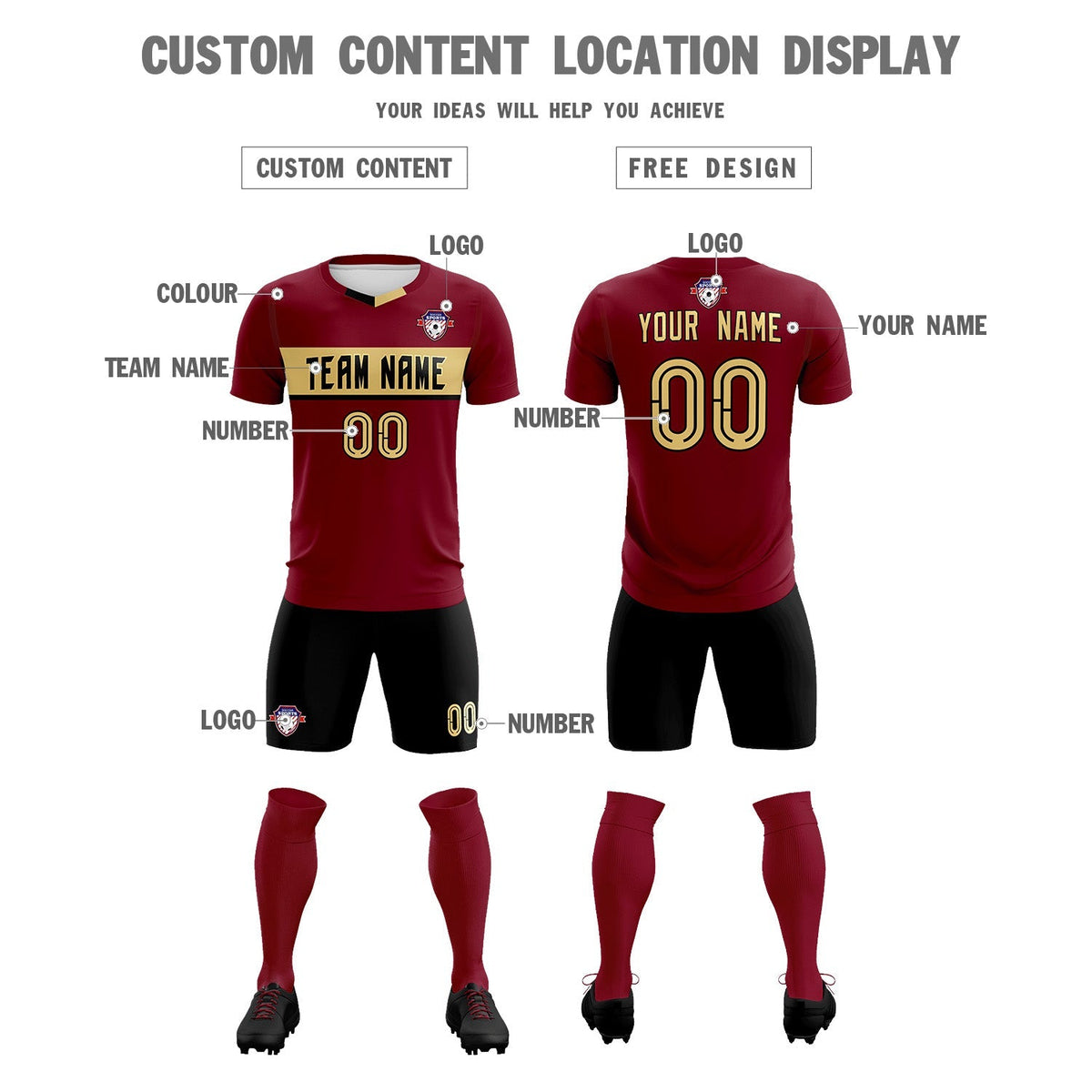 Custom Crimson Classic Sports Sets Soccer Shirt Jersey