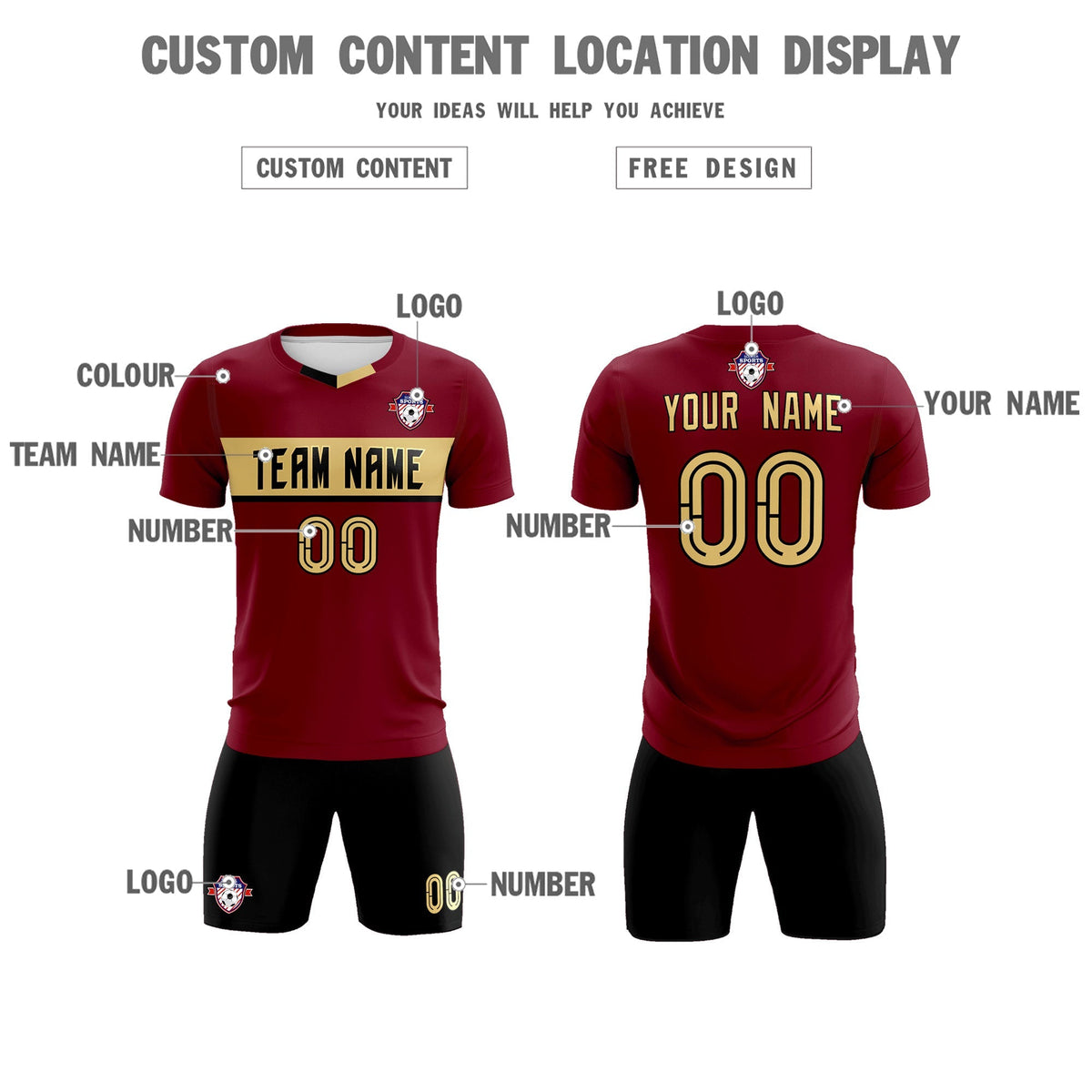 Custom Crimson Classic Sports kit Football Shirt Jersey