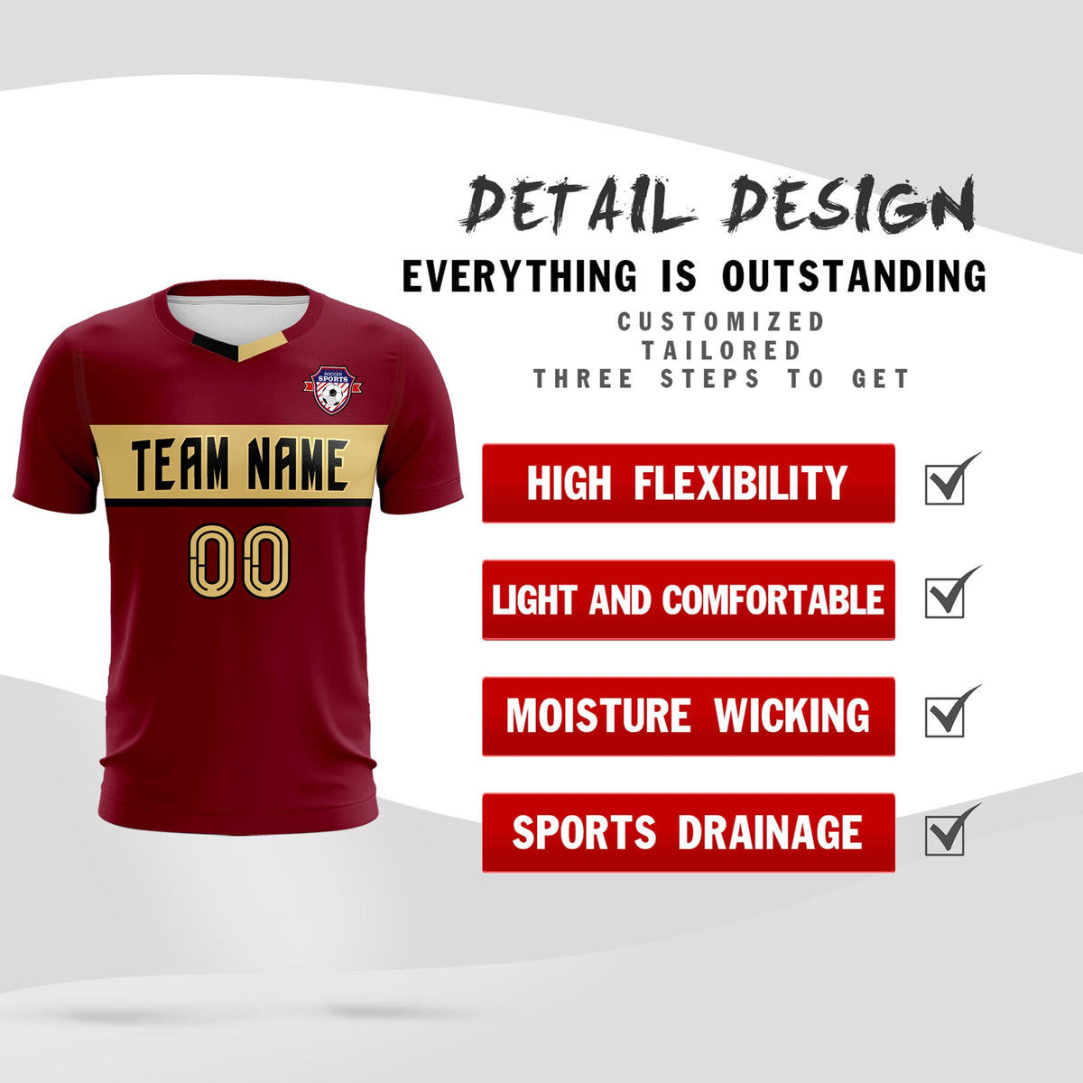 Custom Crimson Classic Sports kit Football Shirt Jersey