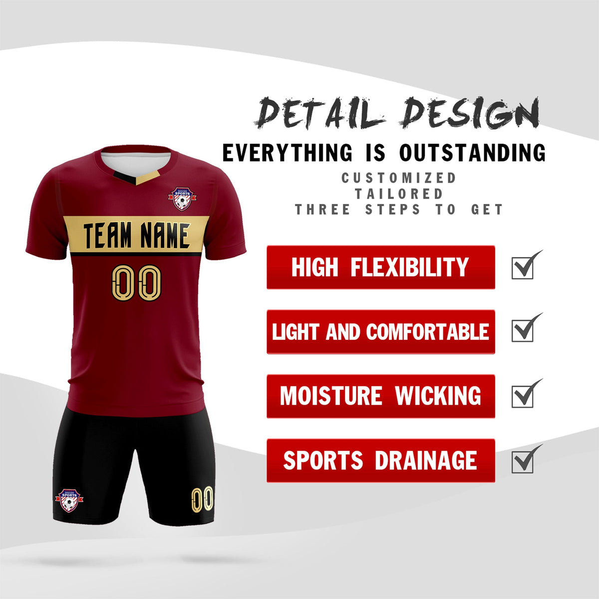 Custom Crimson Classic Sports kit Football Shirt Jersey
