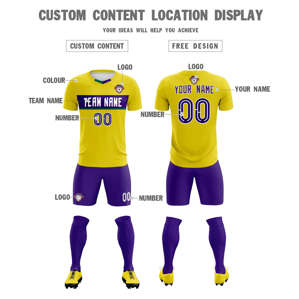 Custom Gold Classic Sports kit Football Shirt Jersey