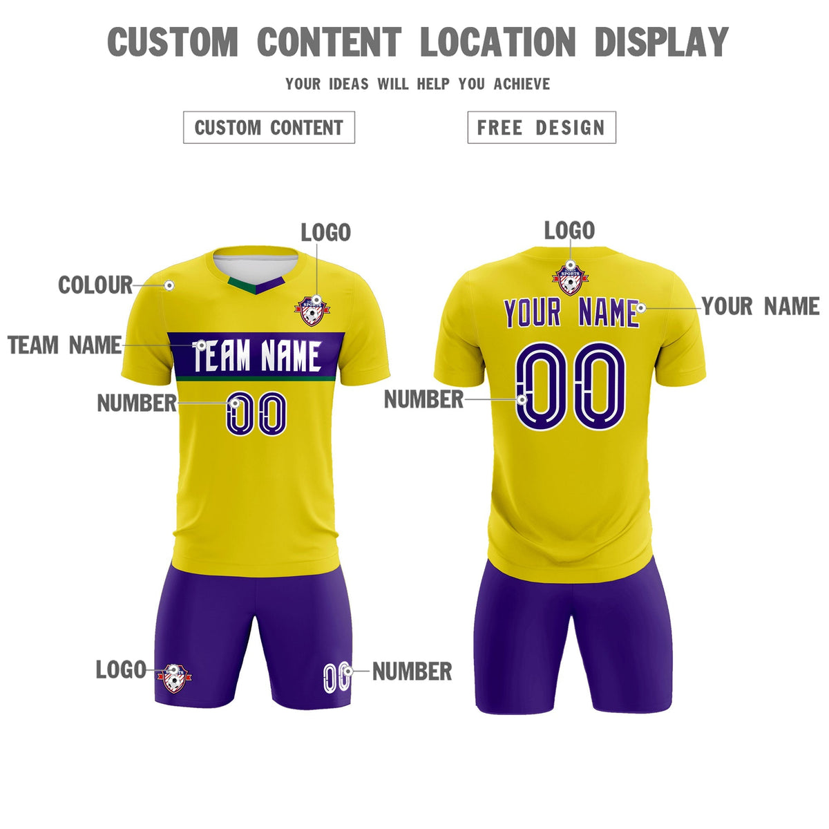 Custom Gold Classic Sports kit Football Shirt Jersey
