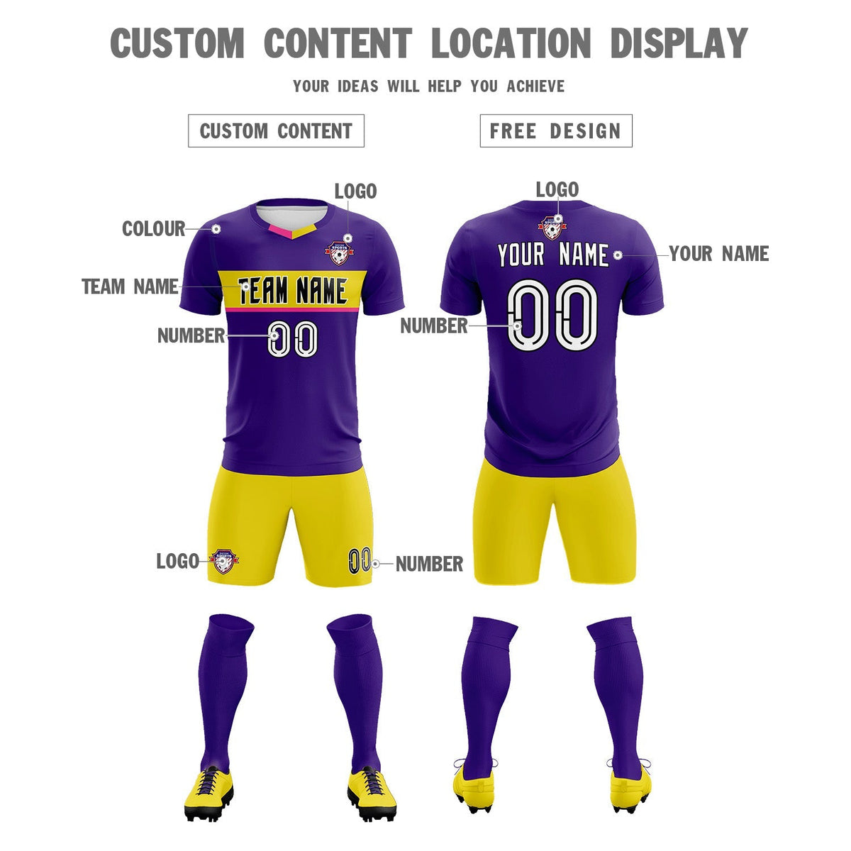 Custom Purple Classic Sports kit Football Shirt Jersey