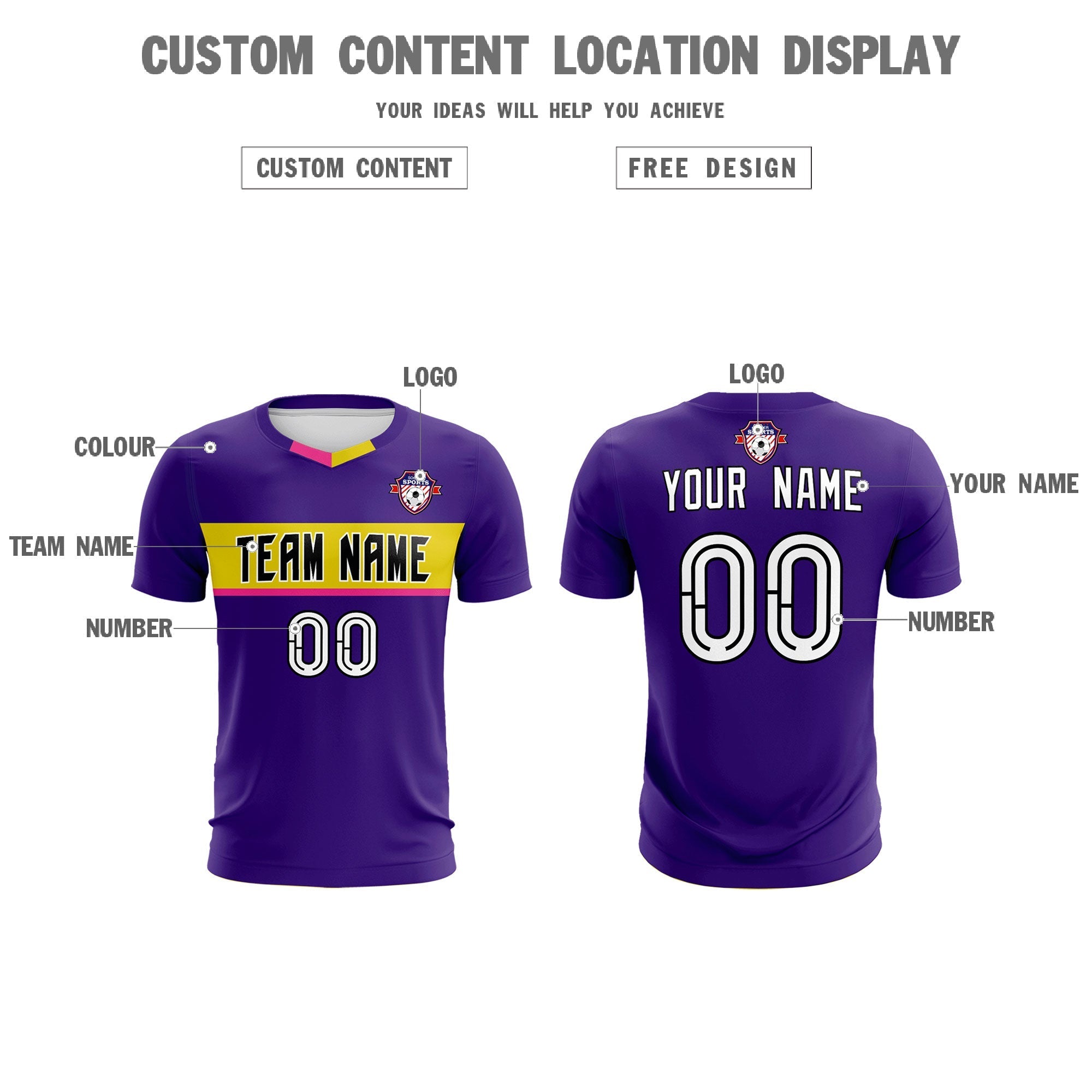 Custom Purple Classic Sports kit Football Shirt Jersey