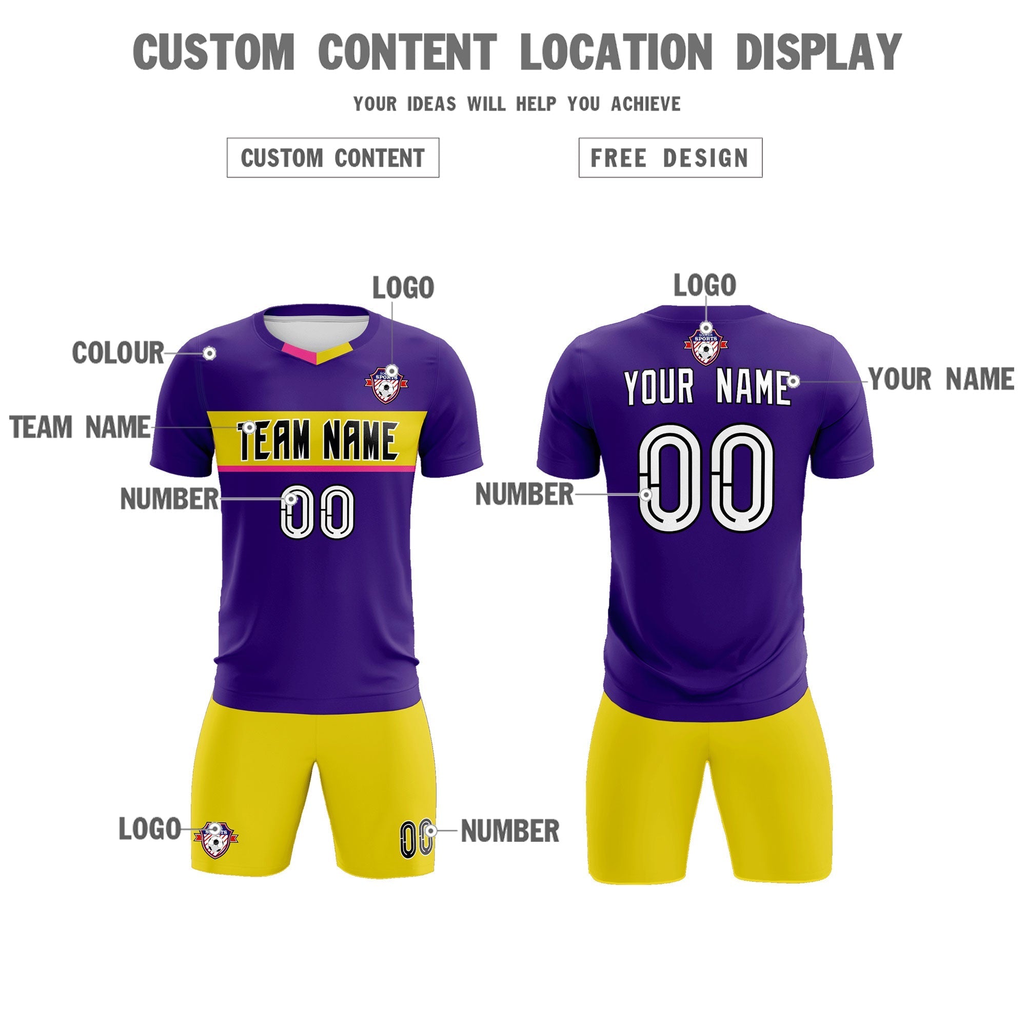 Custom Purple Classic Sports kit Football Shirt Jersey