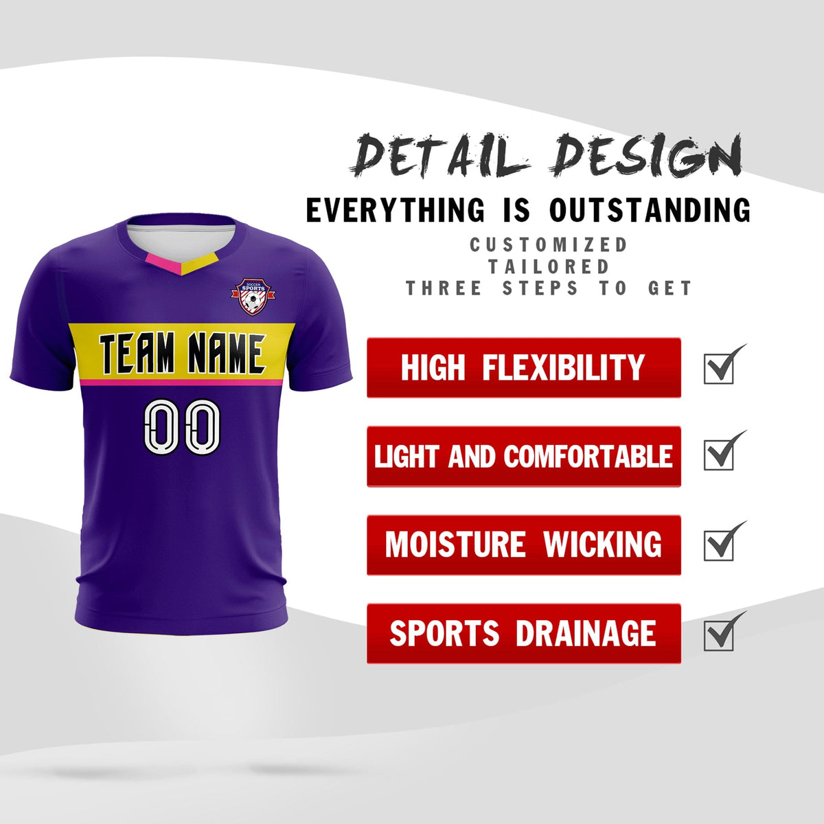 Custom Purple Classic Sports Sets Soccer Shirt Jersey