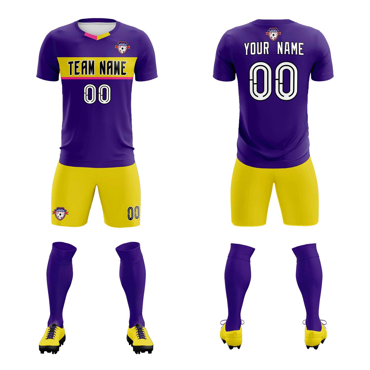 Custom Purple Classic Sports kit Football Shirt Jersey
