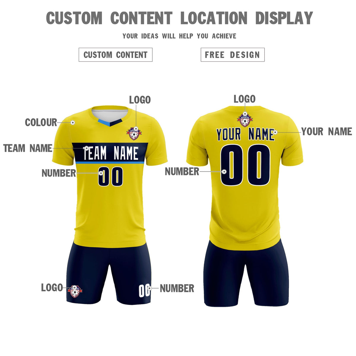 Custom Gold Classic Sports kit Football Shirt Jersey