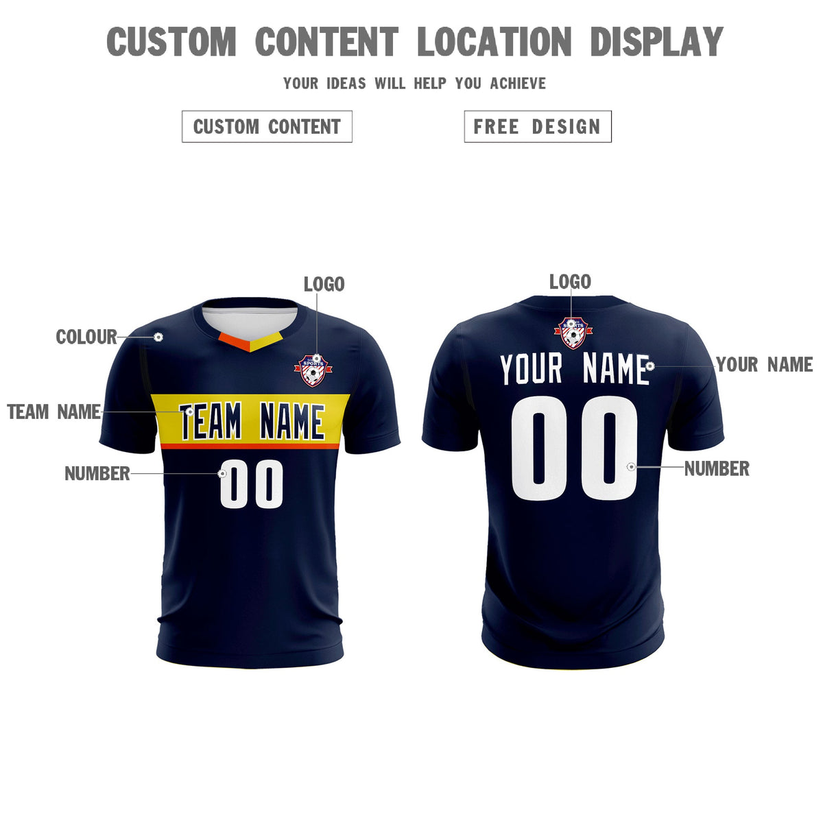 Custom Navy Classic Sports kit Football Shirt Jersey