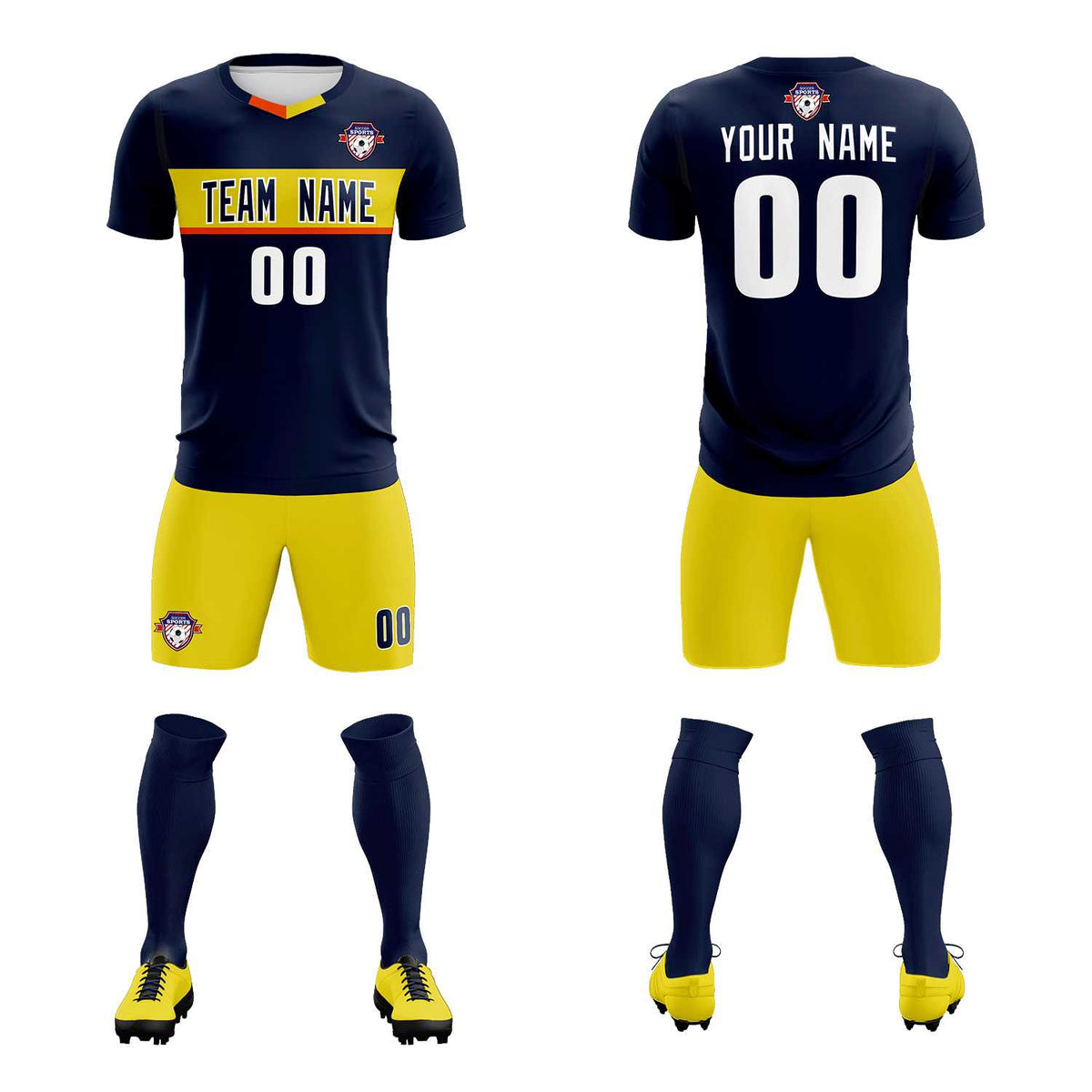Custom Navy Classic Sports Sets Soccer Shirt Jersey