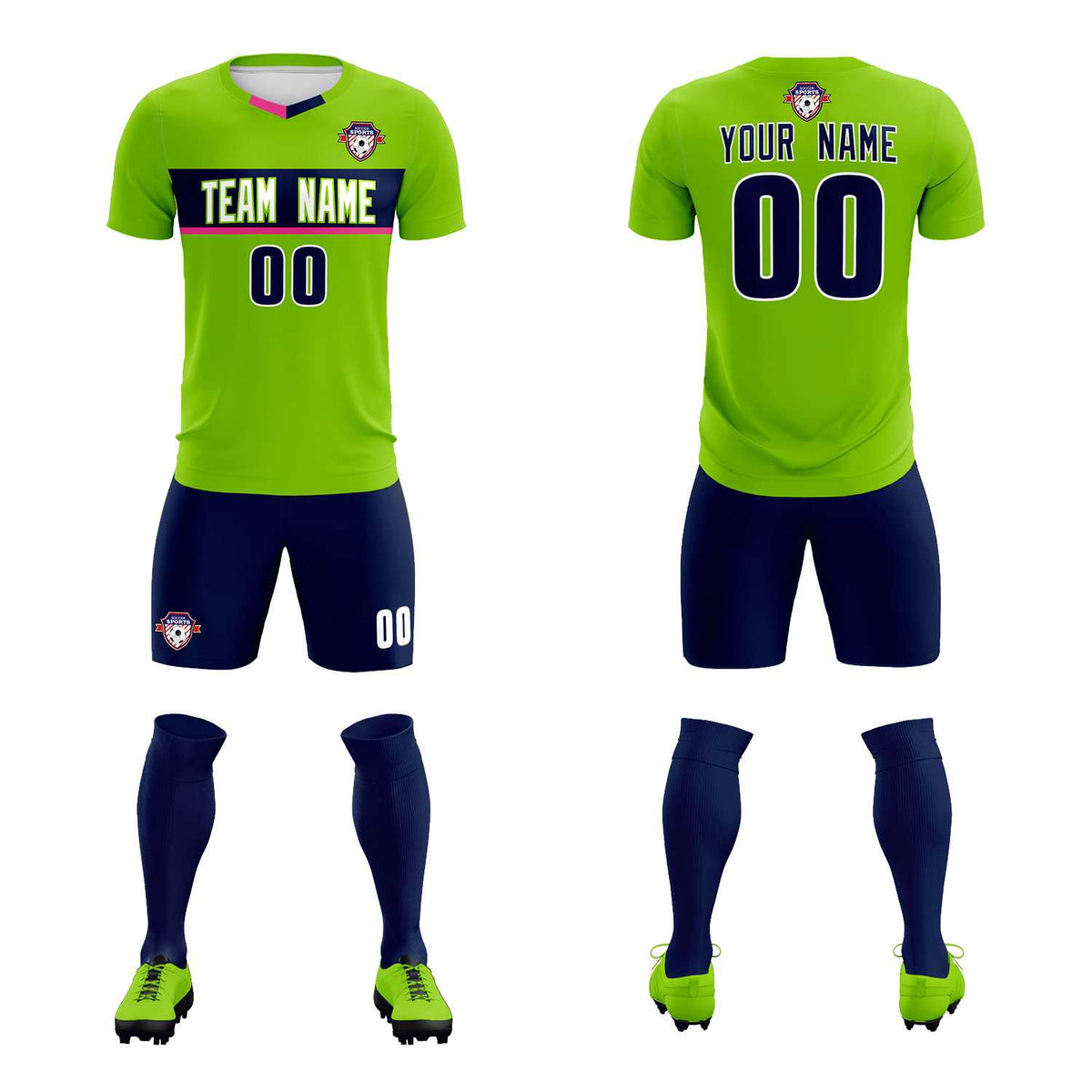 Custom Neon Green Classic Sports Sets Soccer Shirt Jersey