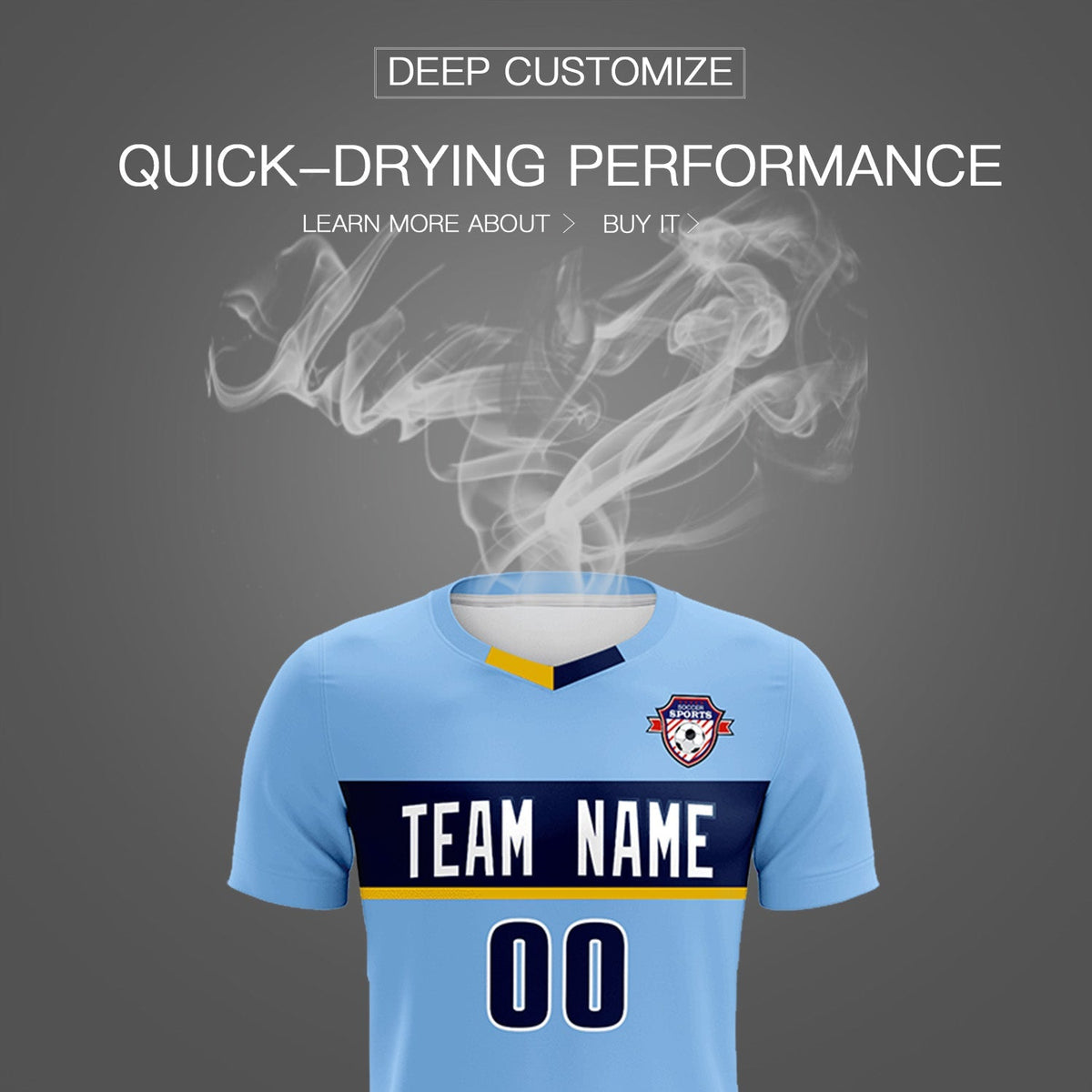 Custom Light Blue Classic Sports kit Football Shirt Jersey