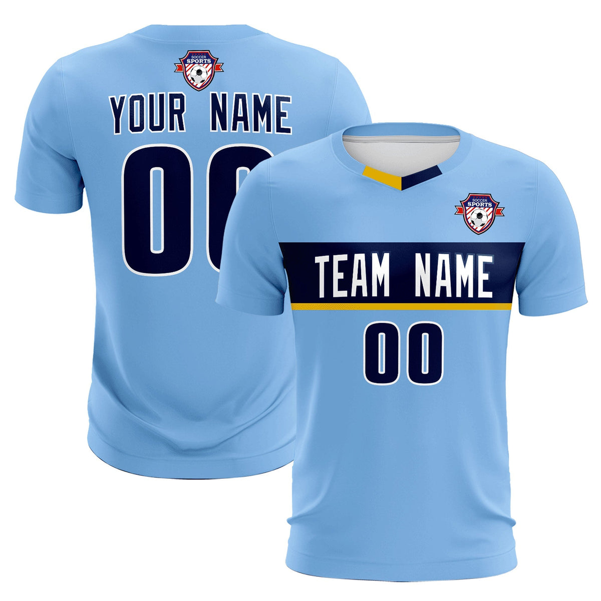 Custom Light Blue Classic Sports kit Football Shirt Jersey