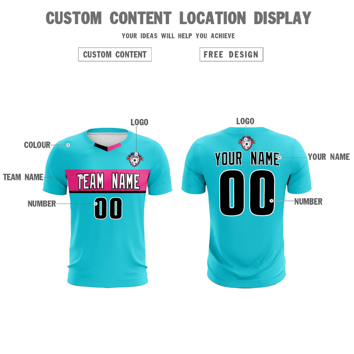 Custom Sky Blue Classic Sports kit Football Shirt Jersey