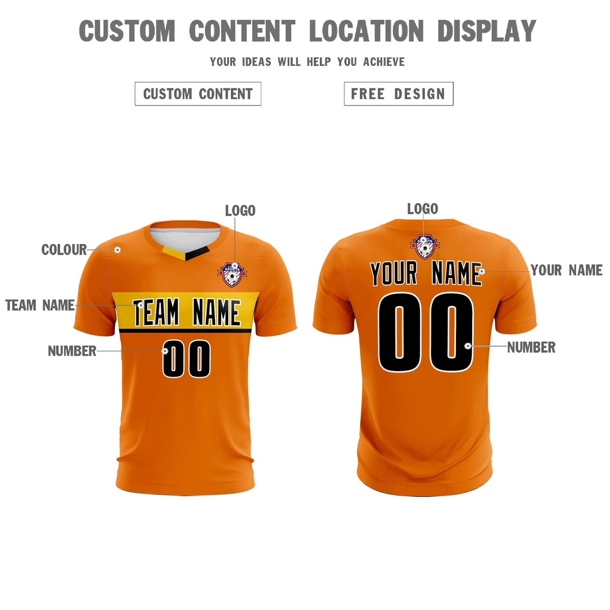 Custom Orange Classic Sports Sets Soccer Shirt Jersey