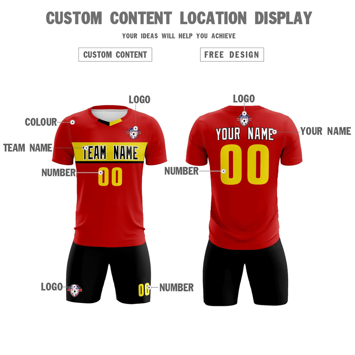 Custom Red Classic Sports kit Football Shirt Jersey