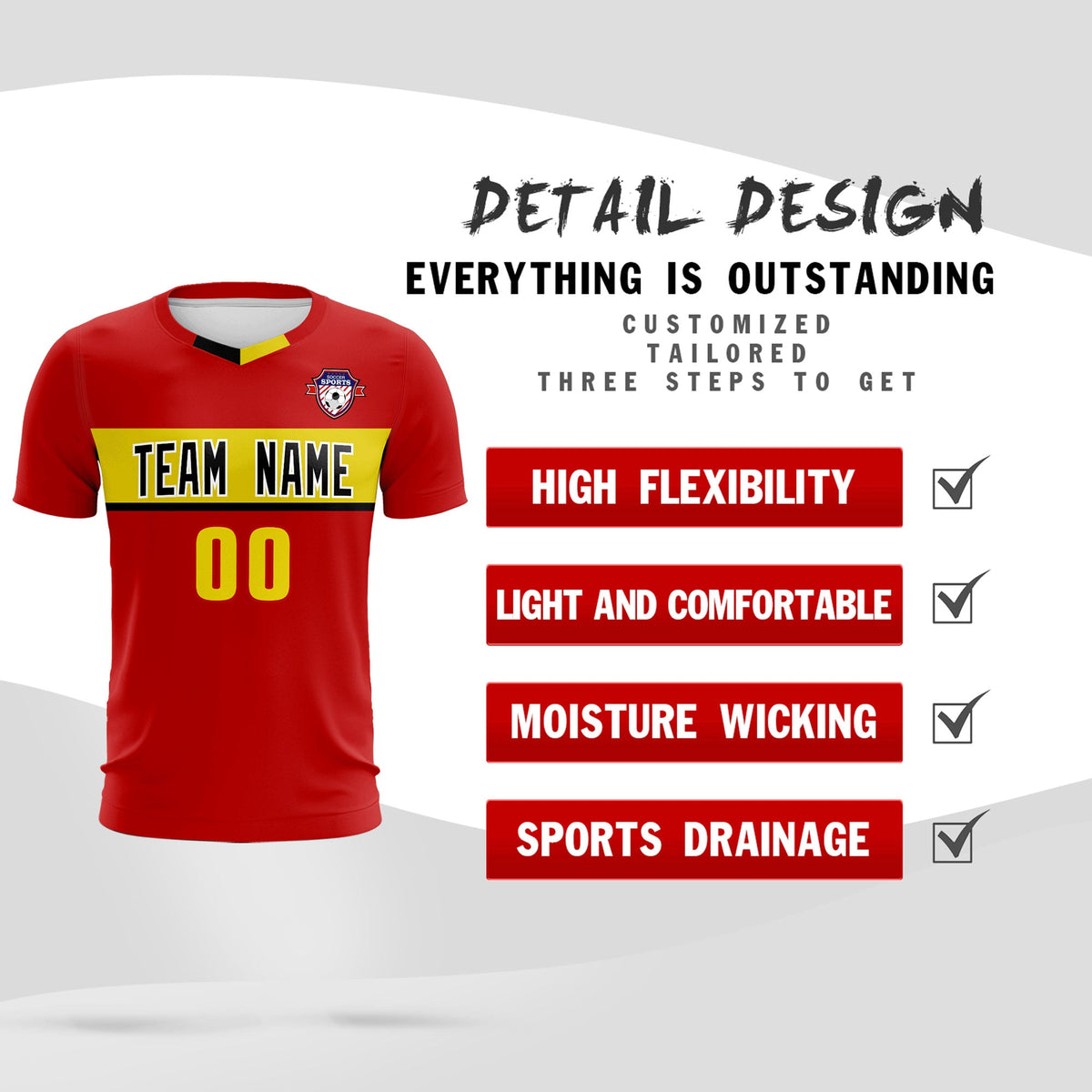 Custom Red Classic Sports kit Football Shirt Jersey