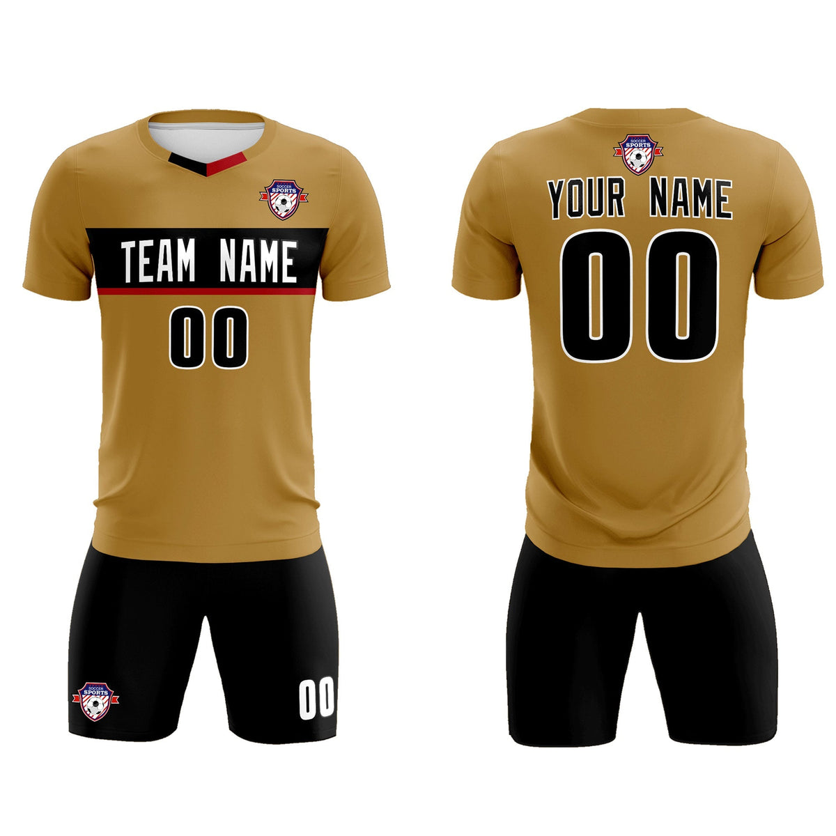 Custom Old Gold Classic Sports Sets Soccer Shirt Jersey