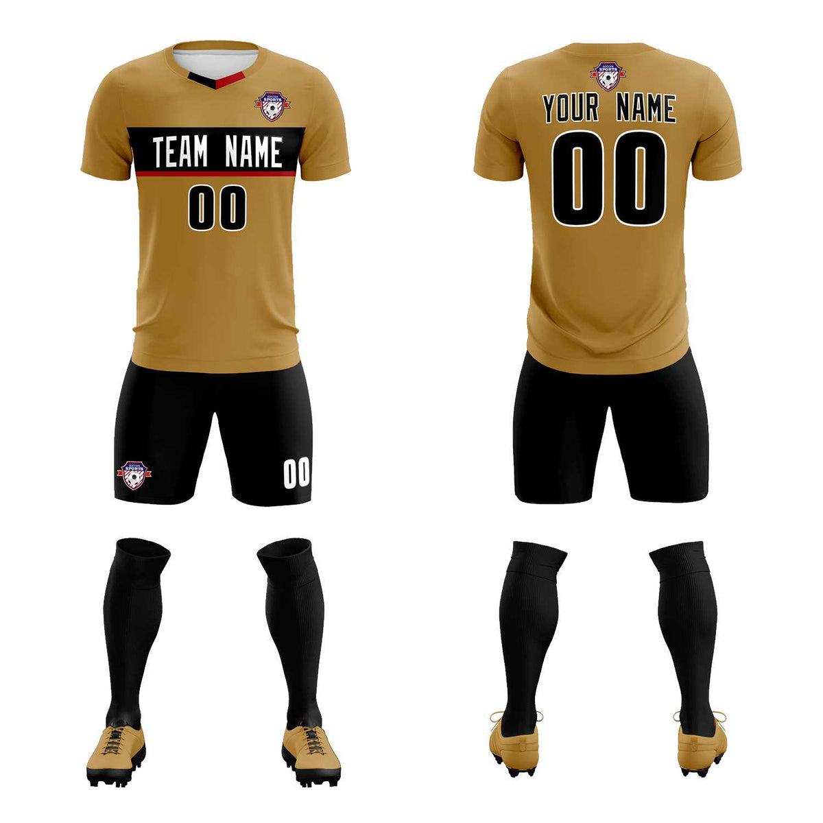 Custom Old Gold Classic Sports kit Football Shirt Jersey