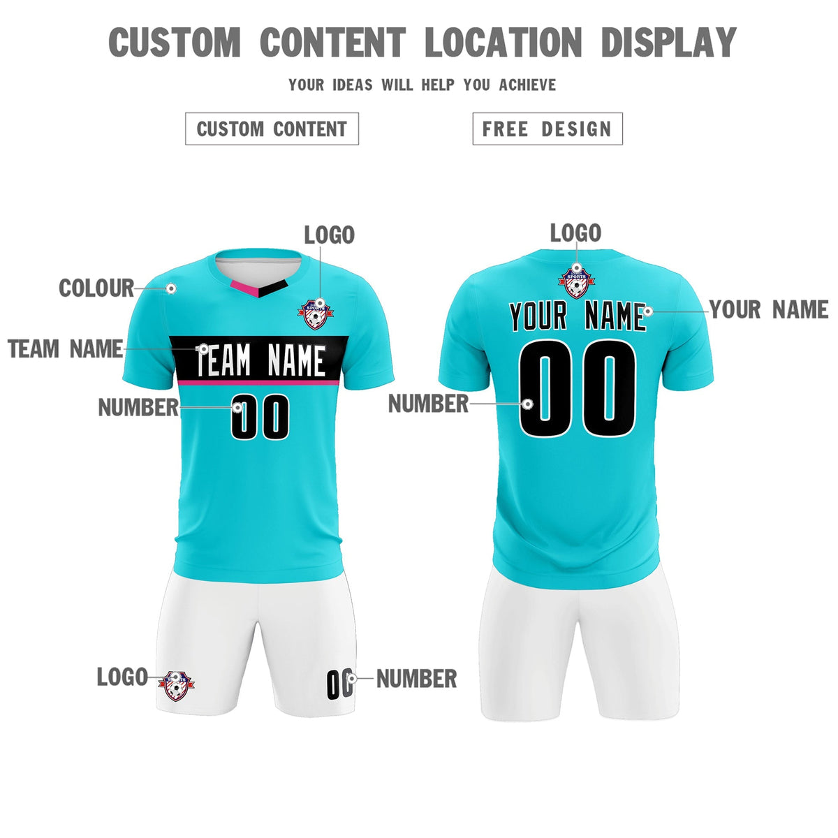 Custom Sky Blue Classic Sports kit Football Shirt Jersey