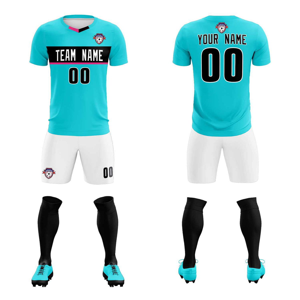 Custom Sky Blue Classic Sports kit Football Shirt Jersey