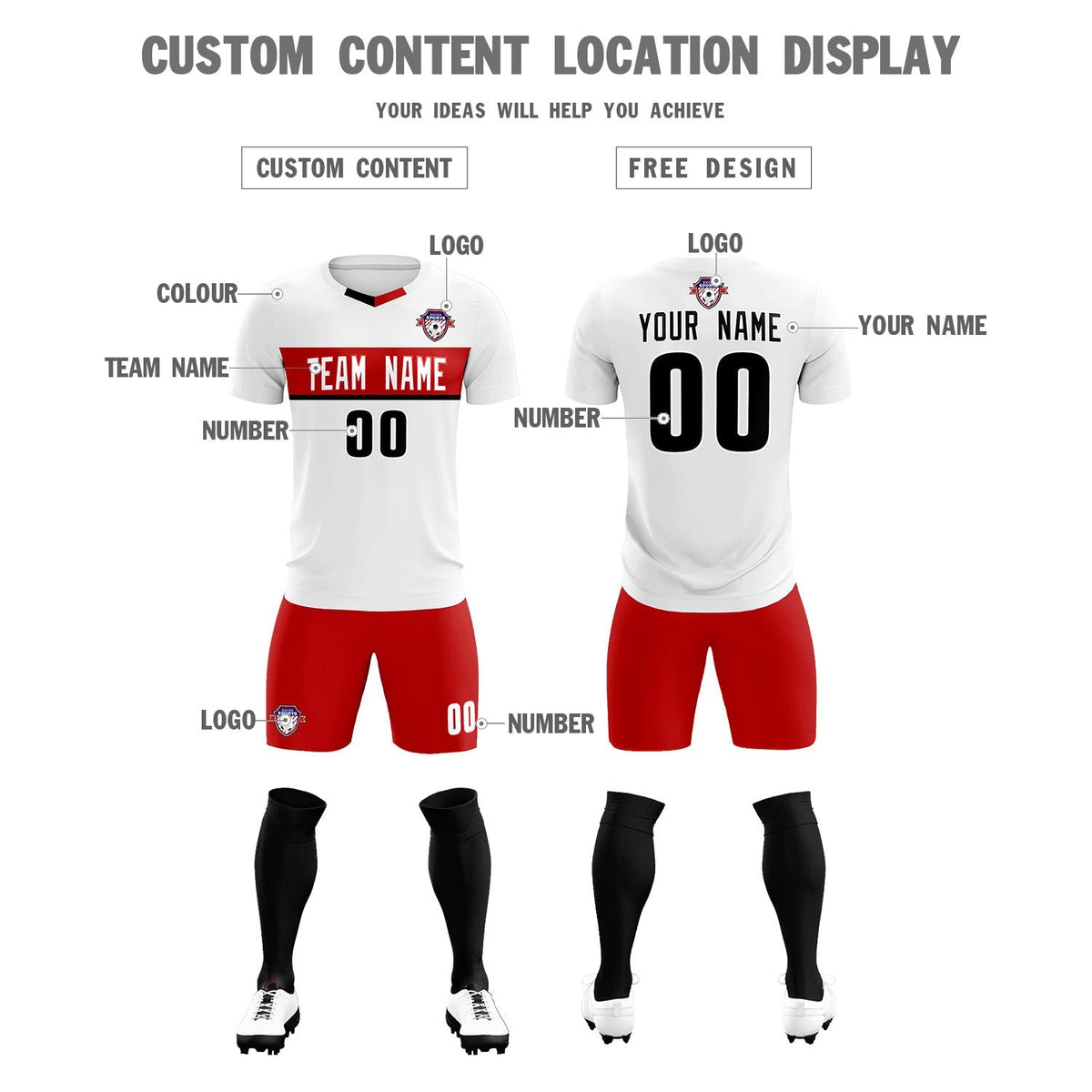 Custom White Classic Sports Sets Soccer Shirt Jersey