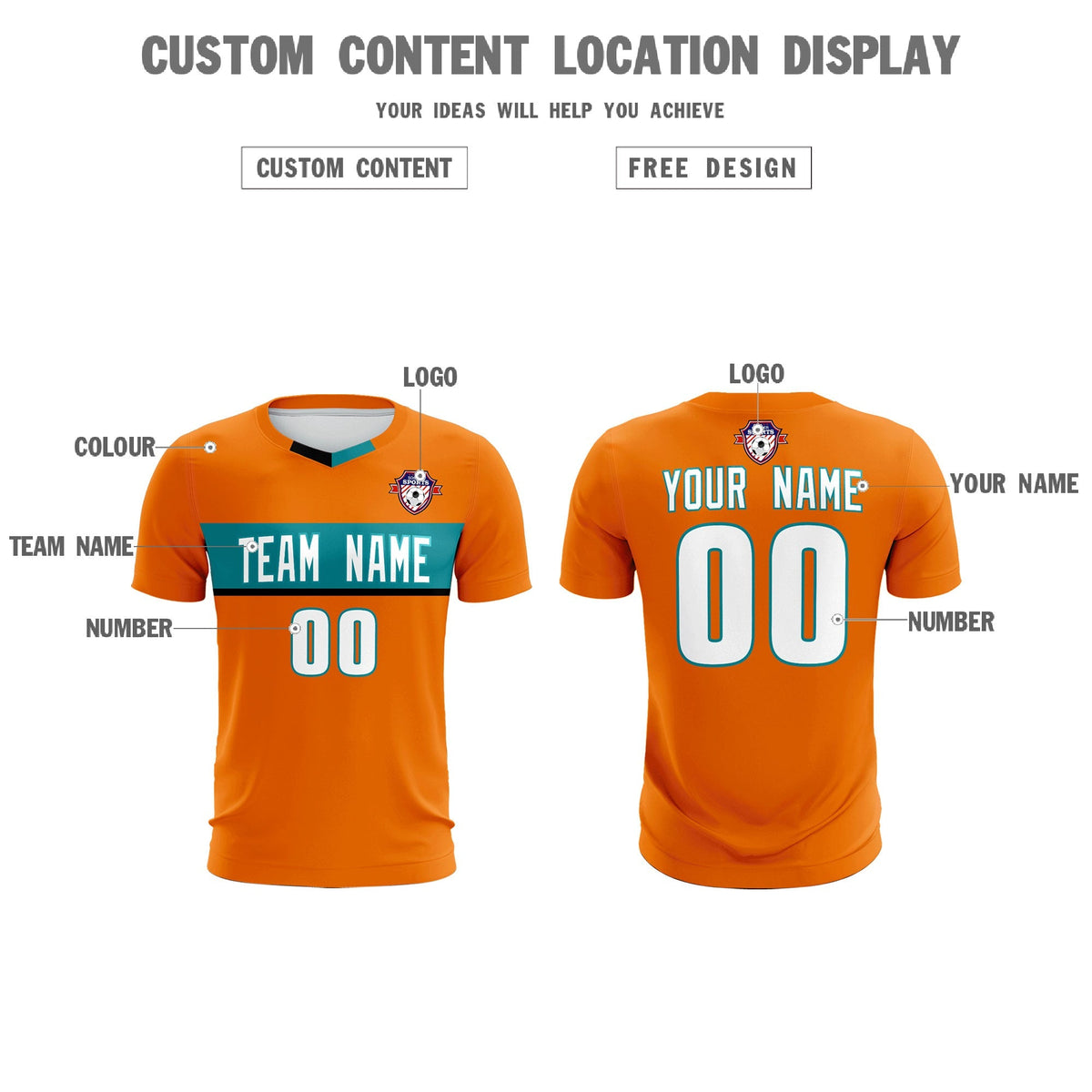 Custom Orange Classic Sports kit Football Shirt Jersey