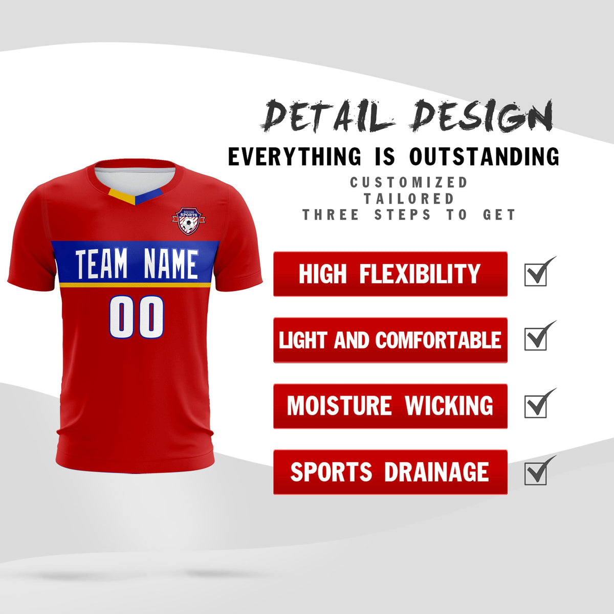 Custom Red Classic Sports Sets Soccer Shirt Jersey