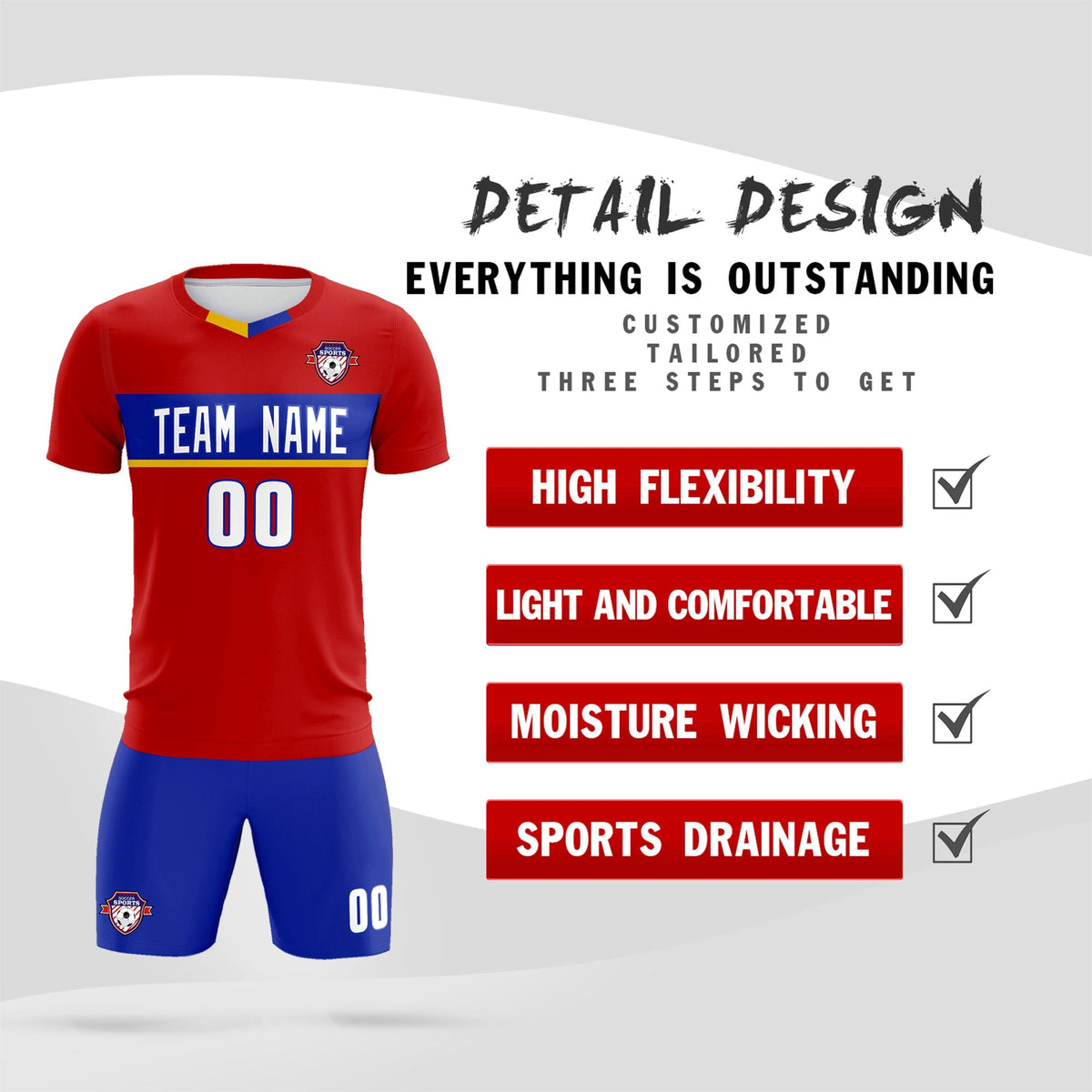 Custom Red Classic Sports kit Football Shirt Jersey