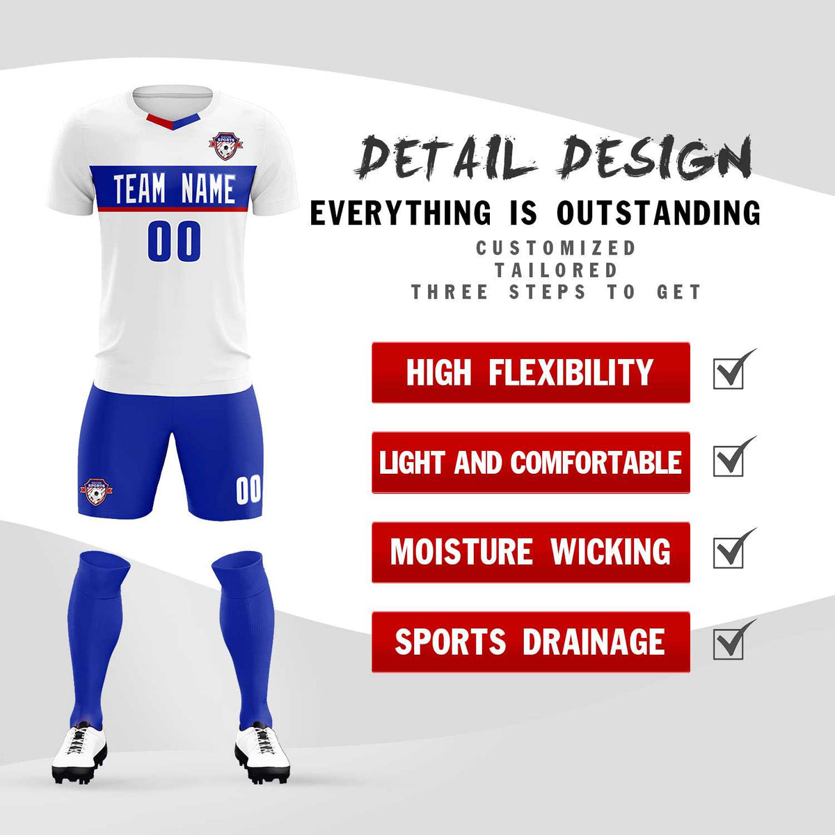 Custom White Classic Sports kit Football Shirt Jersey