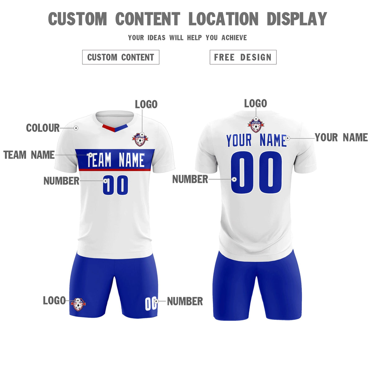Custom White Classic Sports kit Football Shirt Jersey